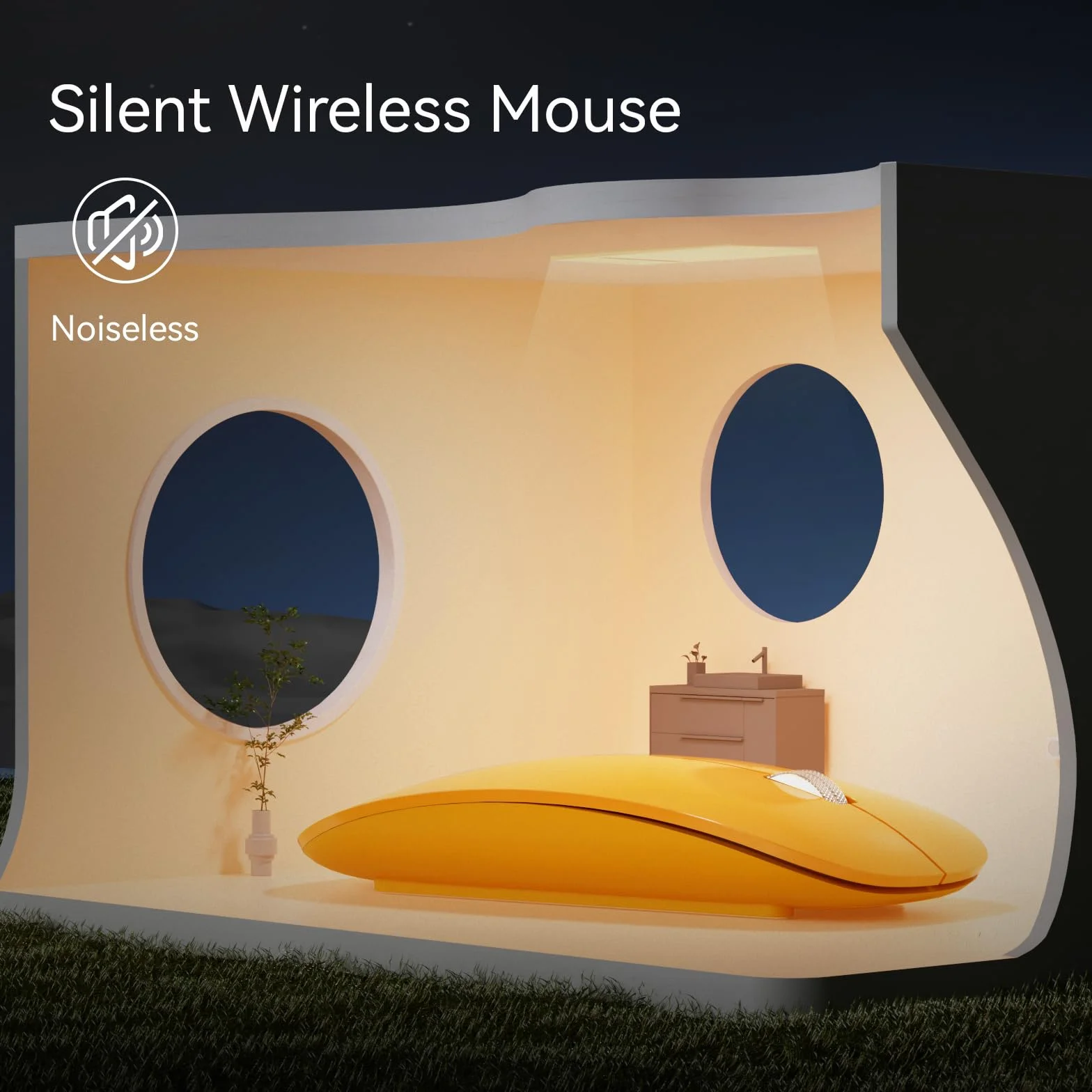 Uiosmuph Mysz Bluetooth, ładowalna mysz bezprzewodowa, cicha trójtrybowa mysz bezprzewodowa (podwójny Bluetooth 5.1 + 2.4 GHz) z odbiornikiem USB, do laptopa/iPada/PC/Maca-Pomarańczowy