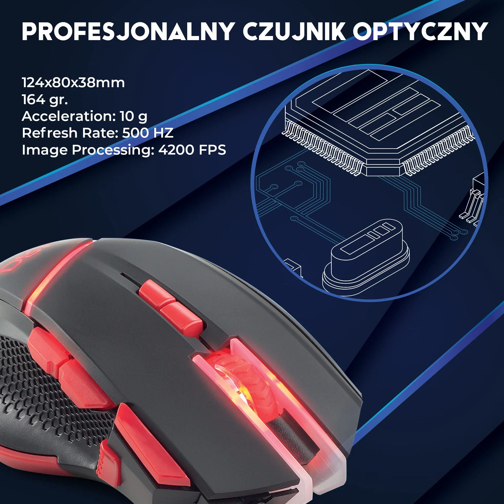 DR1TECH Hunter Profesjonalna Mysz Do Gier Z Odporną Tkaniną [5 Wymiennych Ciężarków + TRIPLE FIRE] - 9 Programowalnych Przycisków Do 4200 DPI - Ergonomiczna Mysz Do Gier Dla PC/PS4
