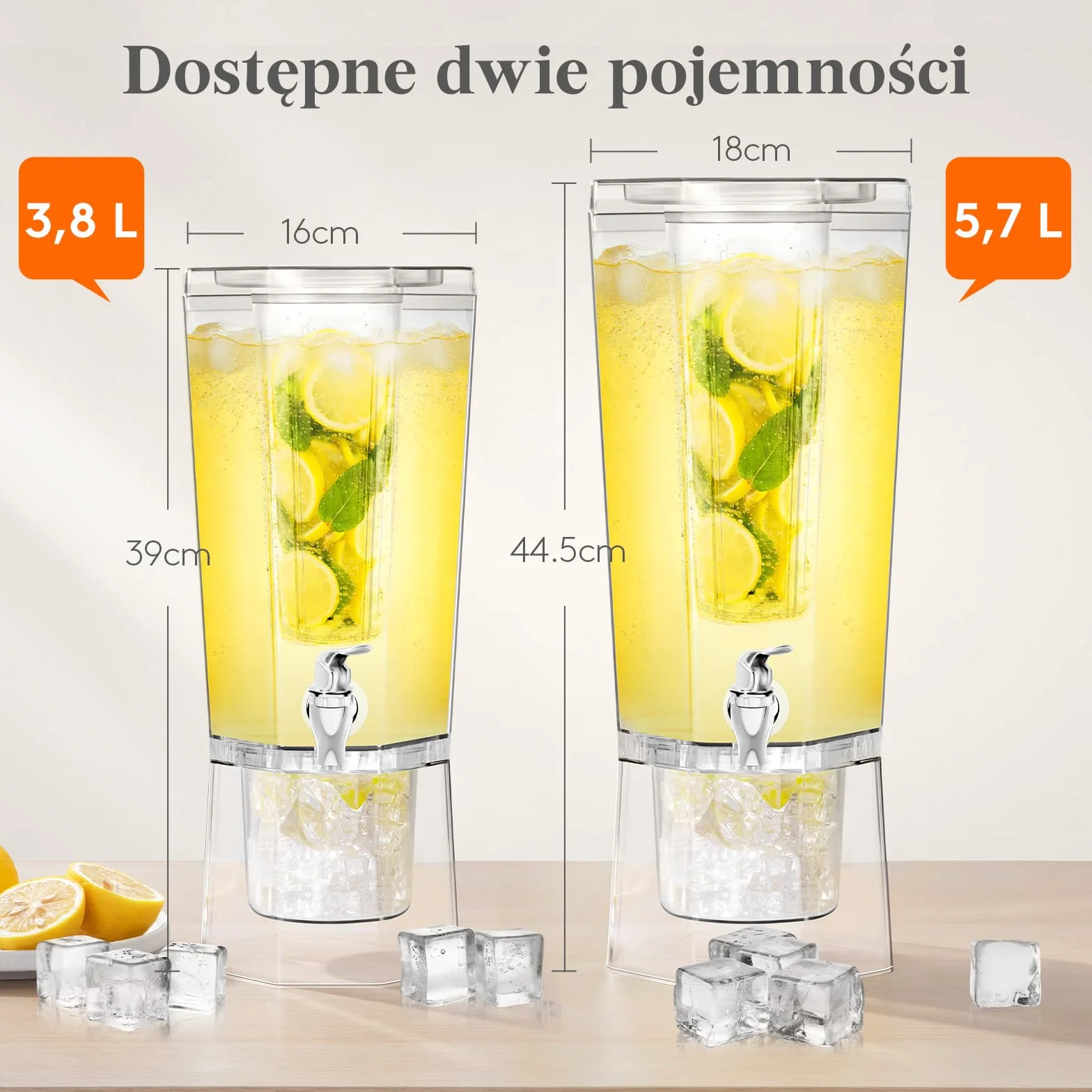 Lifewit Dozownik Napojów 6L z Kranikiem, Zestaw 2 Plastikowe Dzbanki do Koktajli, Soków i Lemoniady