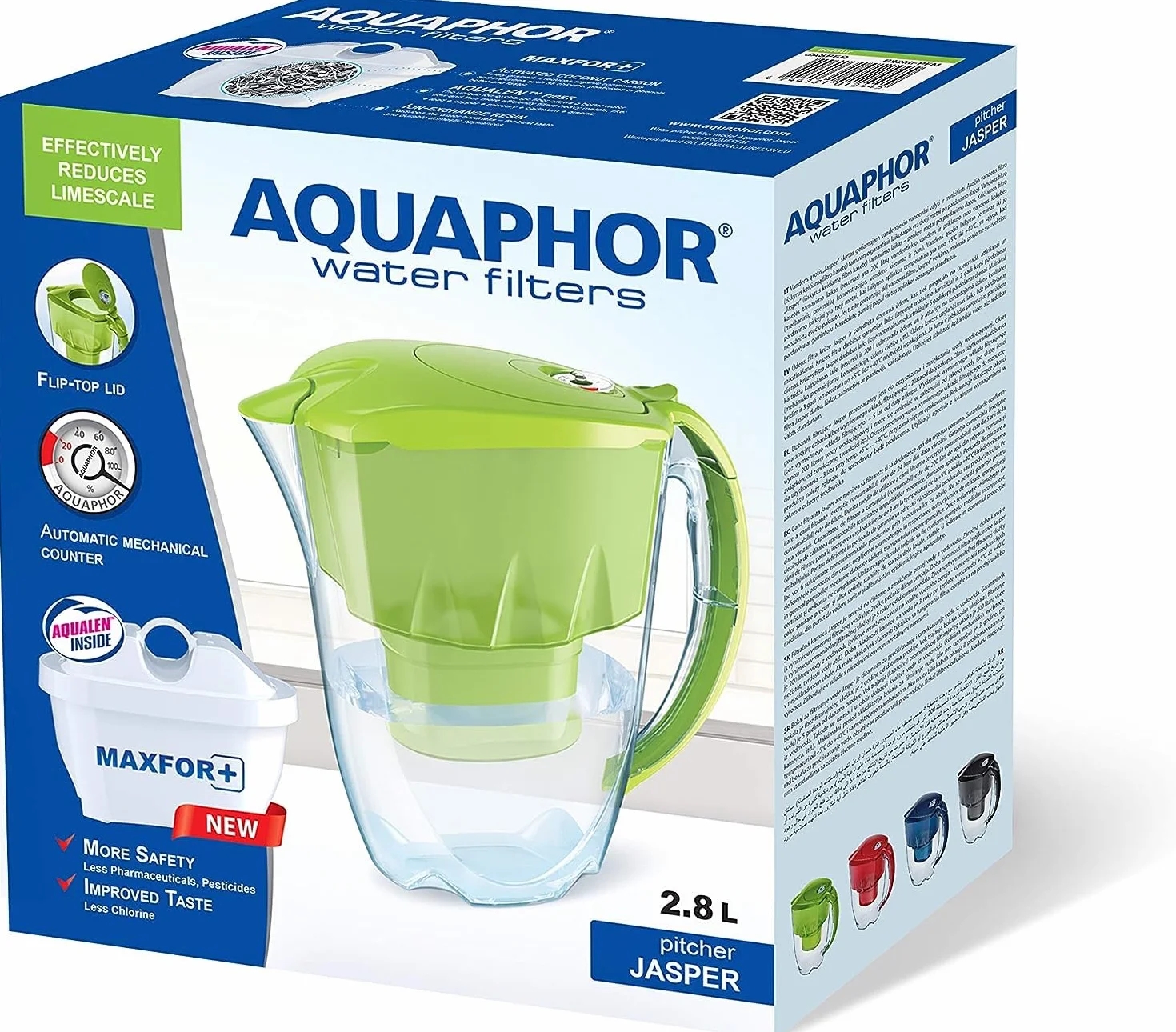 AQUAPHOR Filtr do wody Jasper czarny z 1 filtrem MaxFOR+ 2,8 l stołowy