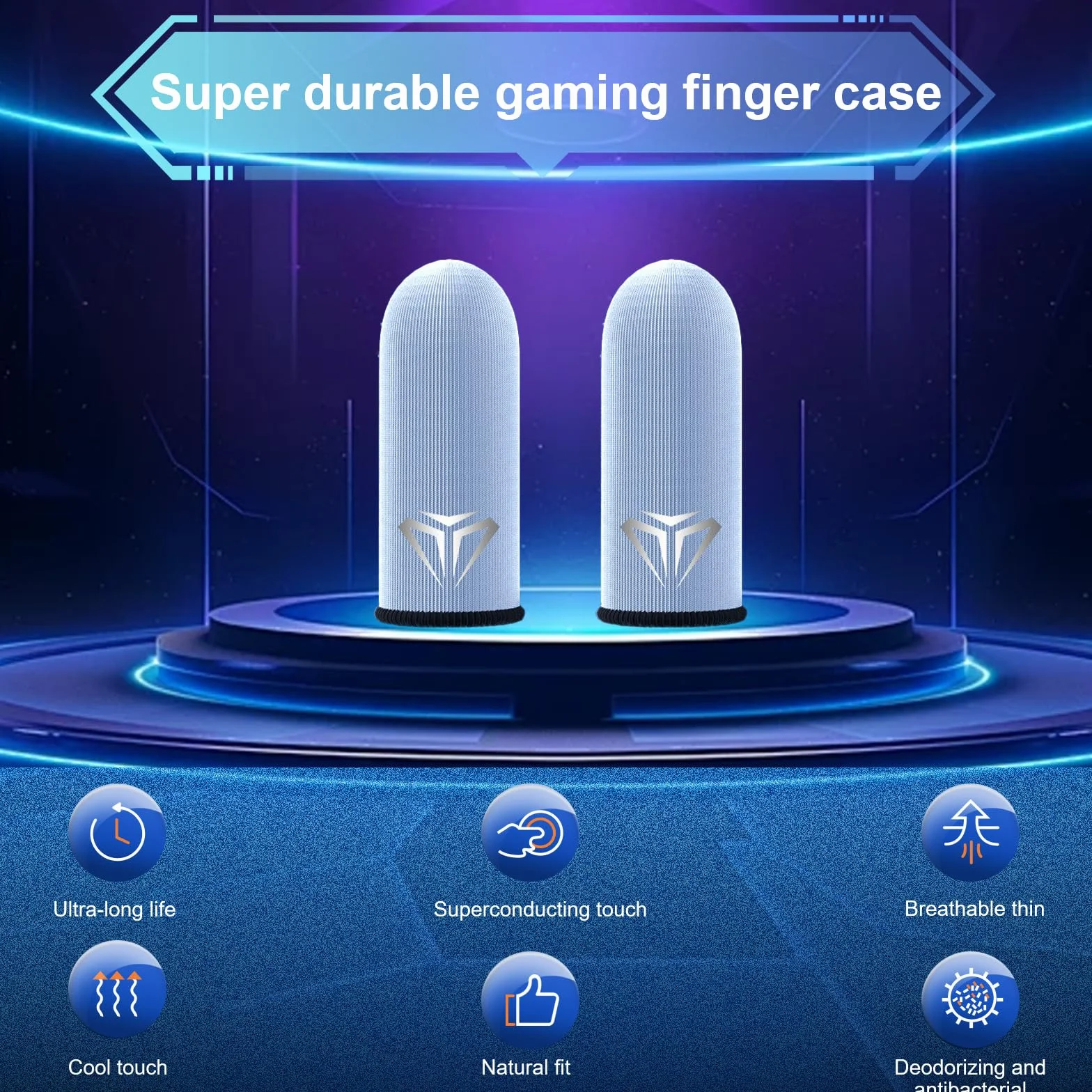 Gaming Finger Sleeves Sleeves 4 sztuki, z metalowym pudełkiem, odporne na pot i ultra wrażliwe osłony na kciuk z włókna szklanego, srebrnego włókna, oddychające rękawiczki do gier i kontrolerów