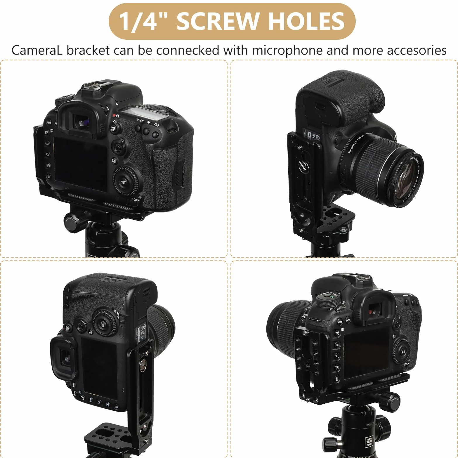 Wspornik DSLR L do Arca Swiss Quick Release Plate, poziomy pionowy uchwyt na statyw do kamery L ze śrubą 1/10.2 cm, kompatybilny ze statywem DJI Canon, Nikon, Sony, akcesoria do statywu