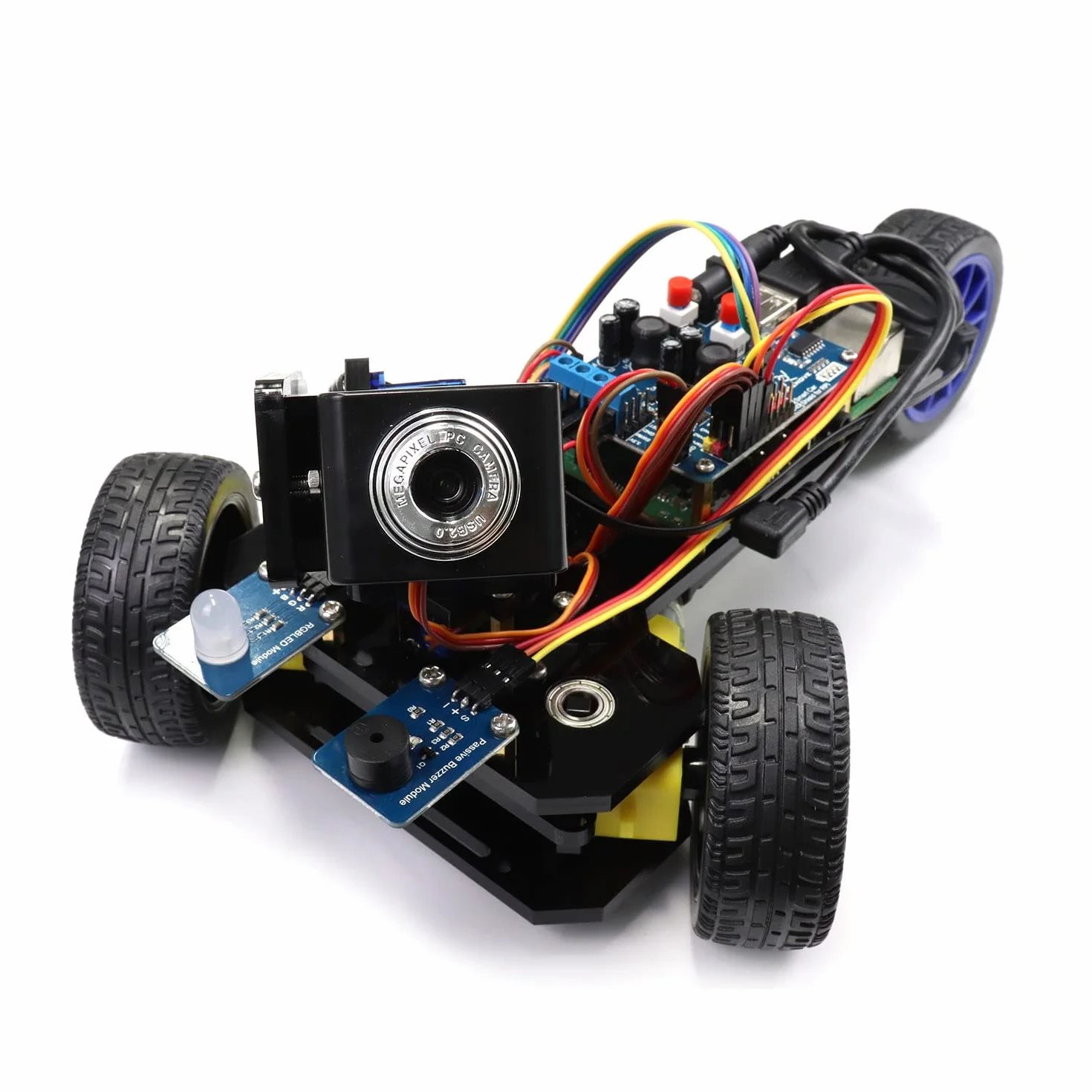 Freenove Three-Wheeled Smart Car Kit for Raspberry Pi 5 4 B 3 B+ B A+, Video Mode, Radar Mode, App Control, Ultrasonic Distance Sensor, Camera, Servo (Raspberry Pi NOT Included)