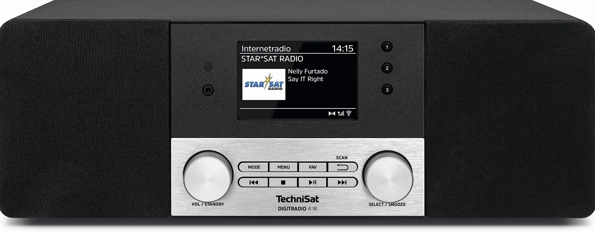 TechniSat DIGITRADIO 4 IR - stereo radio internetowe (DAB+, UKW, Bluetooth Audiostreaming, wejście AUX, budzik z timerem, wyświetlacz TFT, 20 W RMS, głośnik Elac, Made in Germany), czarne