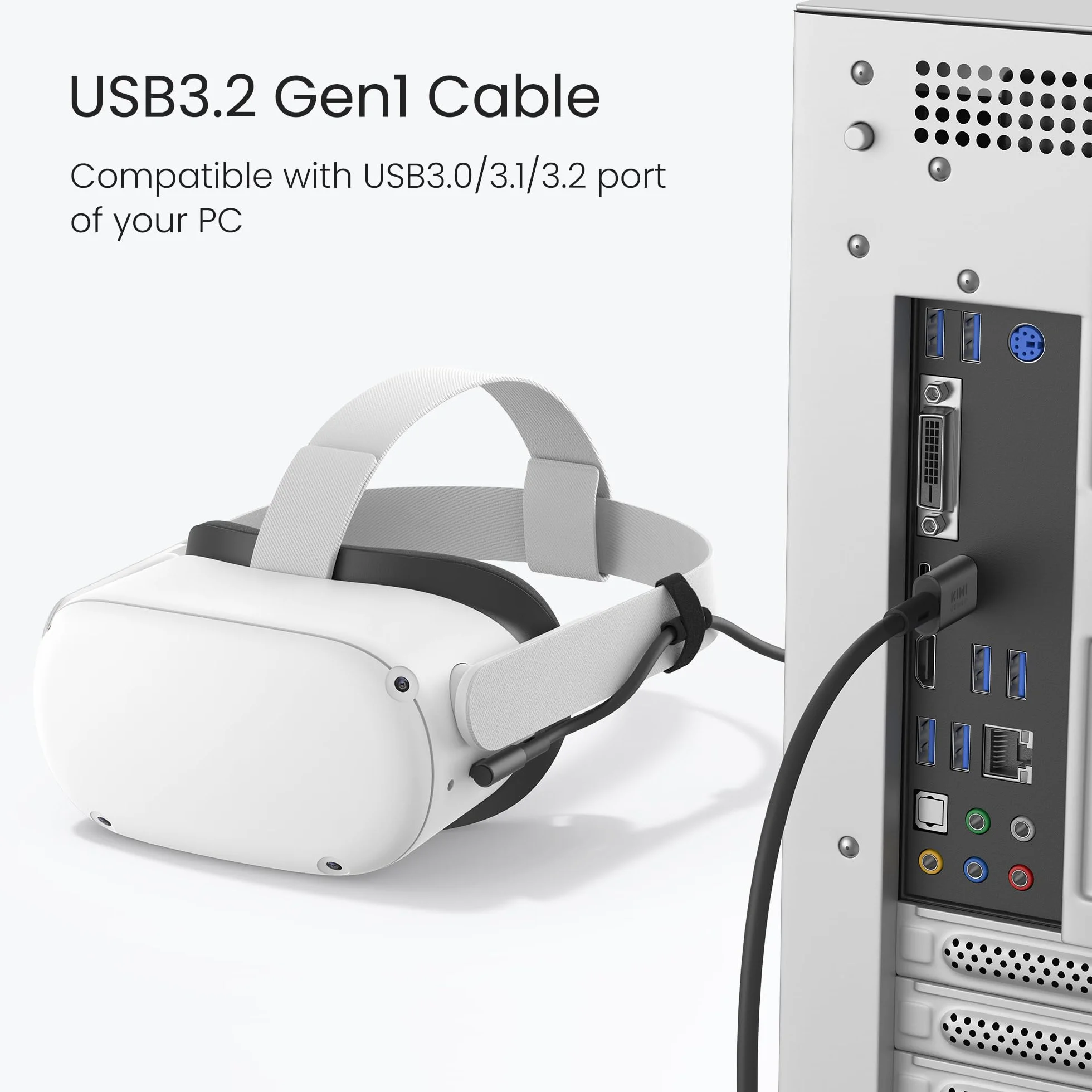 KIWI design Kabel łączący 487 cm, kompatybilny z akcesoriami Oculus/Meta Quest 3S i Quest 3/2/Pro/Pico 4, kabel USB 3.0, z super prędkością 5 Gb/s
