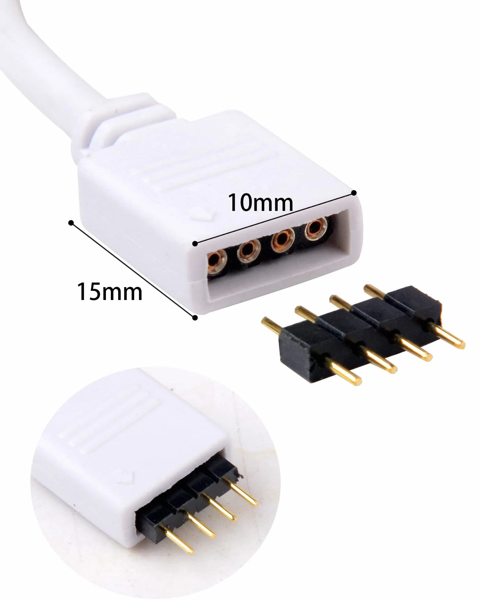 Sienoc 2,5 m 250 cm przedłużacz kabel do LED RGB-Strip 4-pinowy, łącznik, odpowiedni do taśm LED RGB