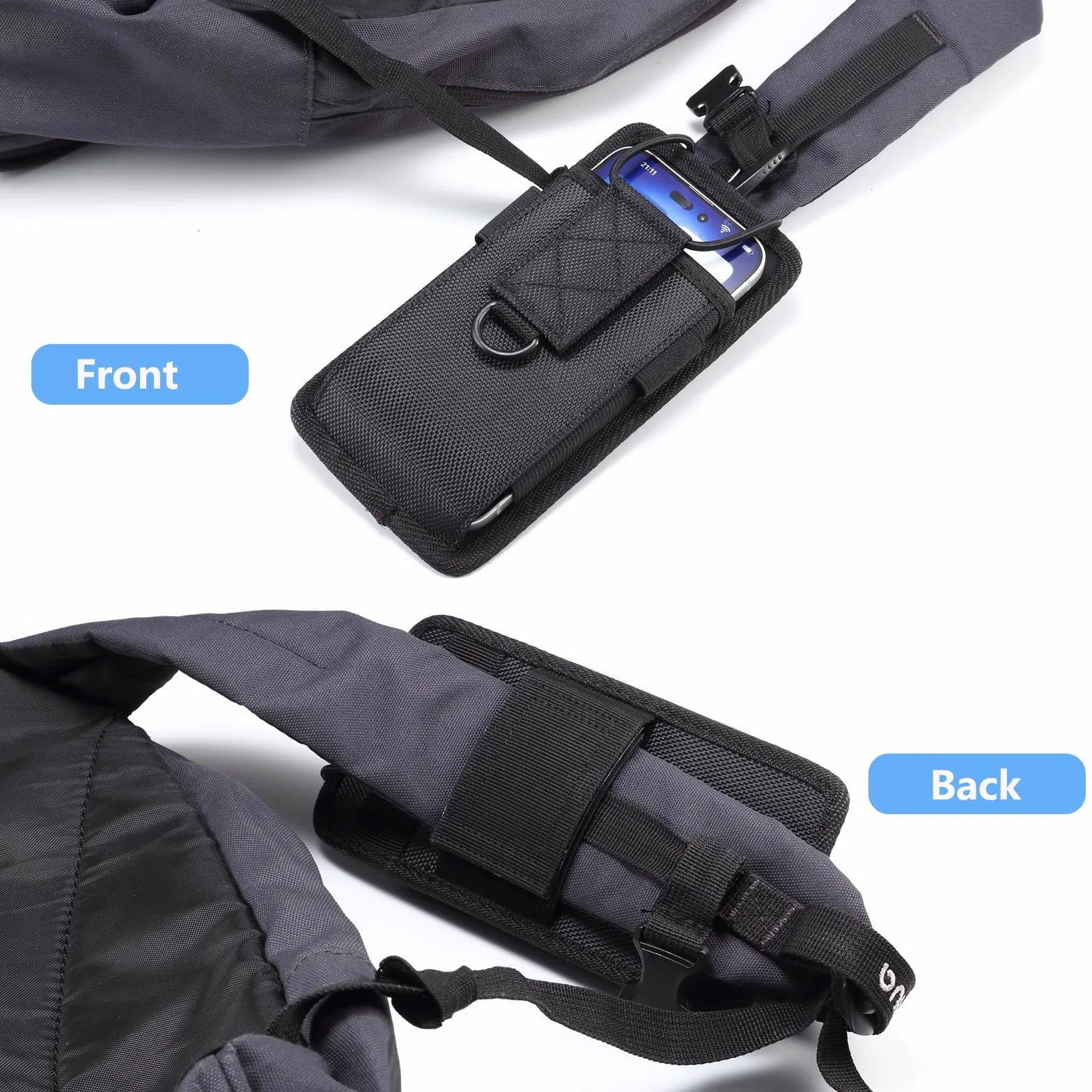 Kompatybilny z iPhone 16 15 14 13 12 Pro XR plecak pasek etui, mocowanie plecaka etui na telefon komórkowy kabura klips do paska etui do Galaxy S25, S24, S23 Plus, S22