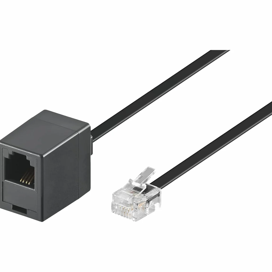 Goobay 68258 Modułowy kabel przyłączeniowy 15 m, czarny, wtyczka RJ11/RJ14 (6P4C) na gniazdo RJ11 (6P4C)