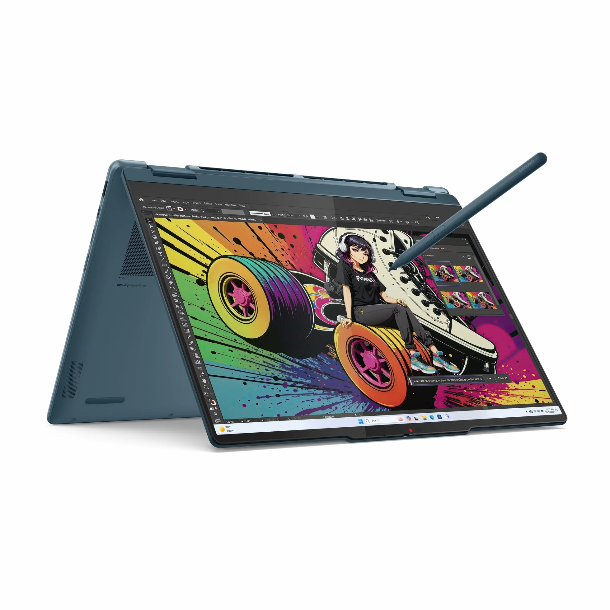 Lenovo Yoga 7 laptop 2 w 1, Copilot+, 14" WUXGA OLED, AMD Ryzen AI 7, 16 GB RAM, 512 GB SSD, AMD Radeon 860M, Win11, QWERTZ, Tidal Teal, 3 miesiące Premium Care, w zestawie etui dostępne wyłącznie w