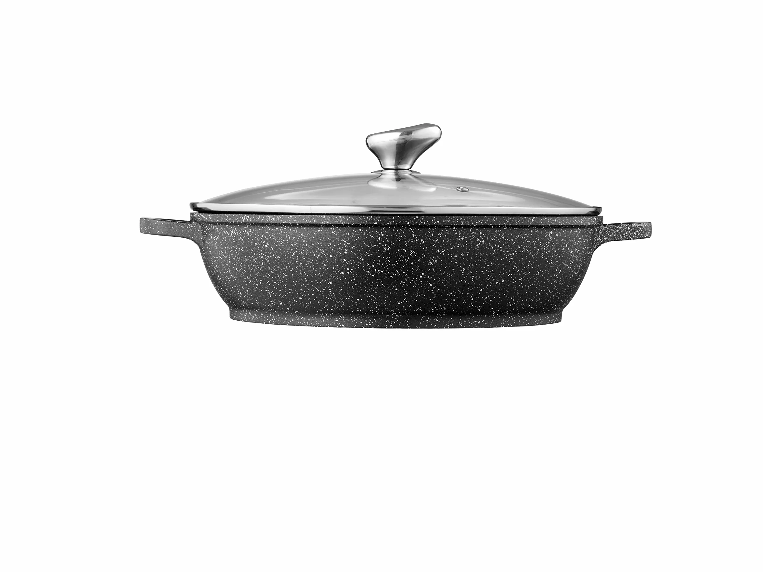 Pradel Excellence 52407M wolnowar o wyglądzie kamienia, ze szklaną pokrywką/odlew aluminiowy, czarny, 42 x 17 cm