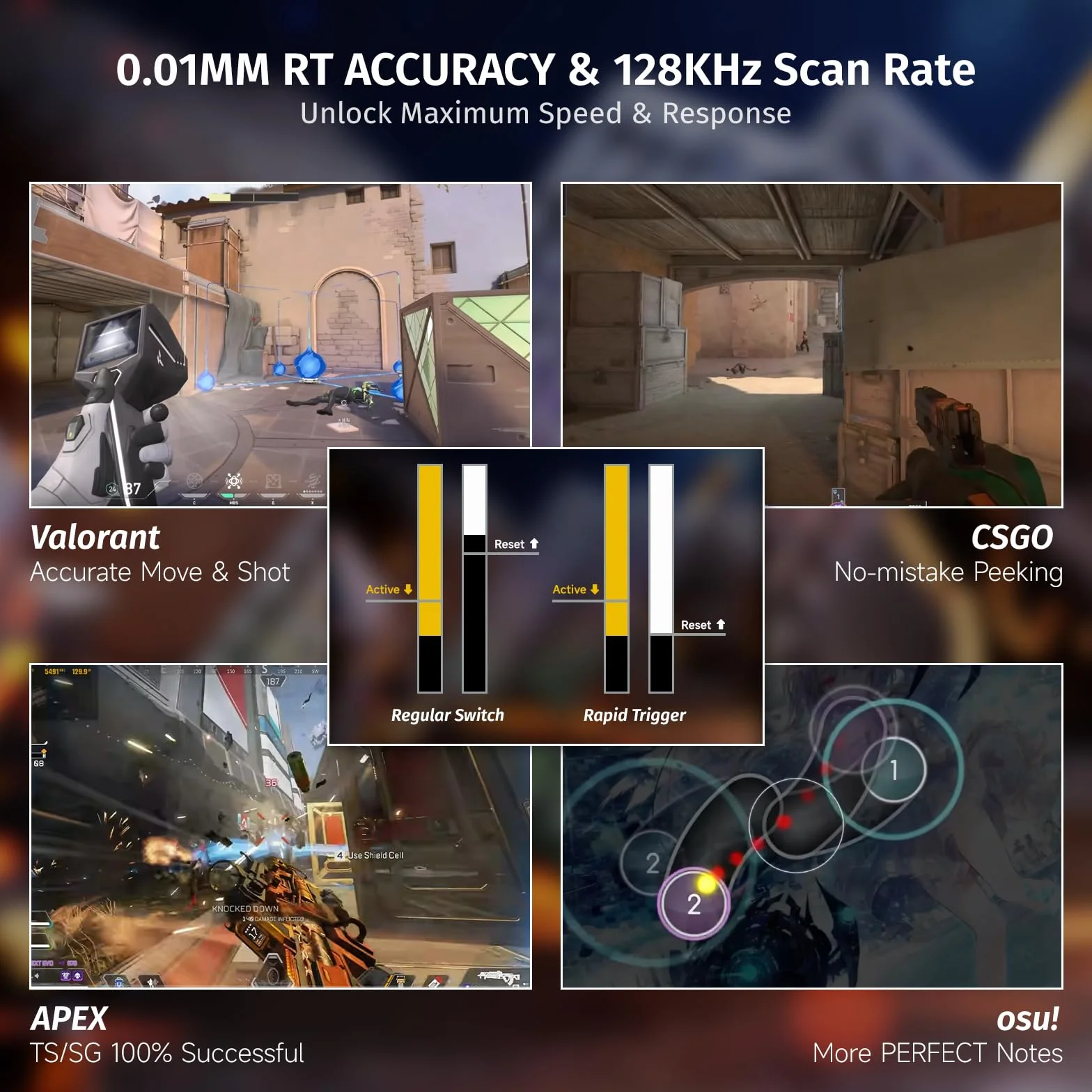 ATTACK SHARK X68 HE 8000 Hz Rapid Trigger Klawiatura 0,01 mm Przewodowa RGB 60% Przełączniki Magnetyczne Czarna