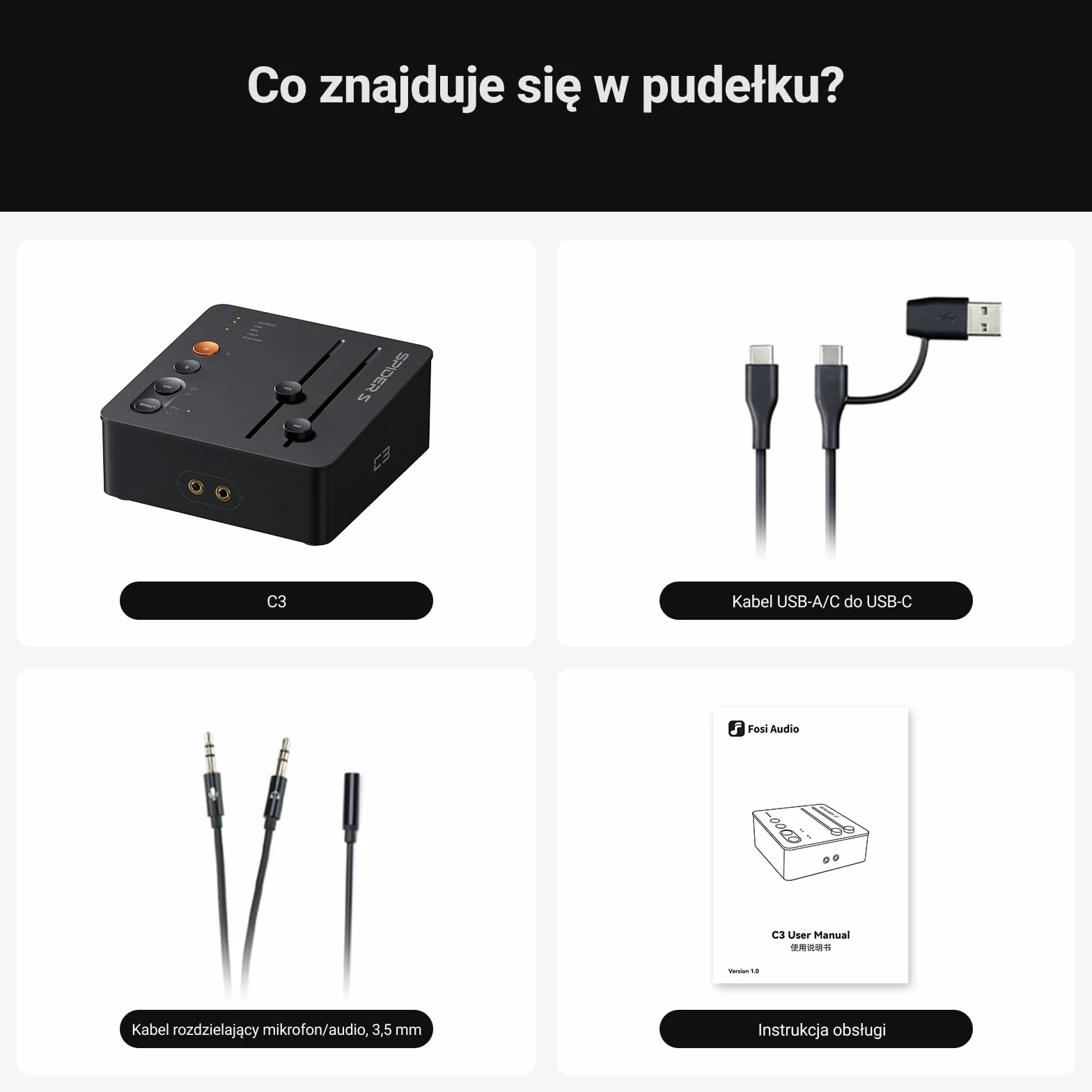 Fosi Audio C3 Gaming DAC, Zewnętrzna Karta Dźwiękowa USB z Footstep Enhancement i 7.1 Surround, Mikrofon z Noise Cancelling do FPS Gaming, XMOS Hi-Fi Chipset, PCM 384kHz/DSD256 do PC/PS5/Switch