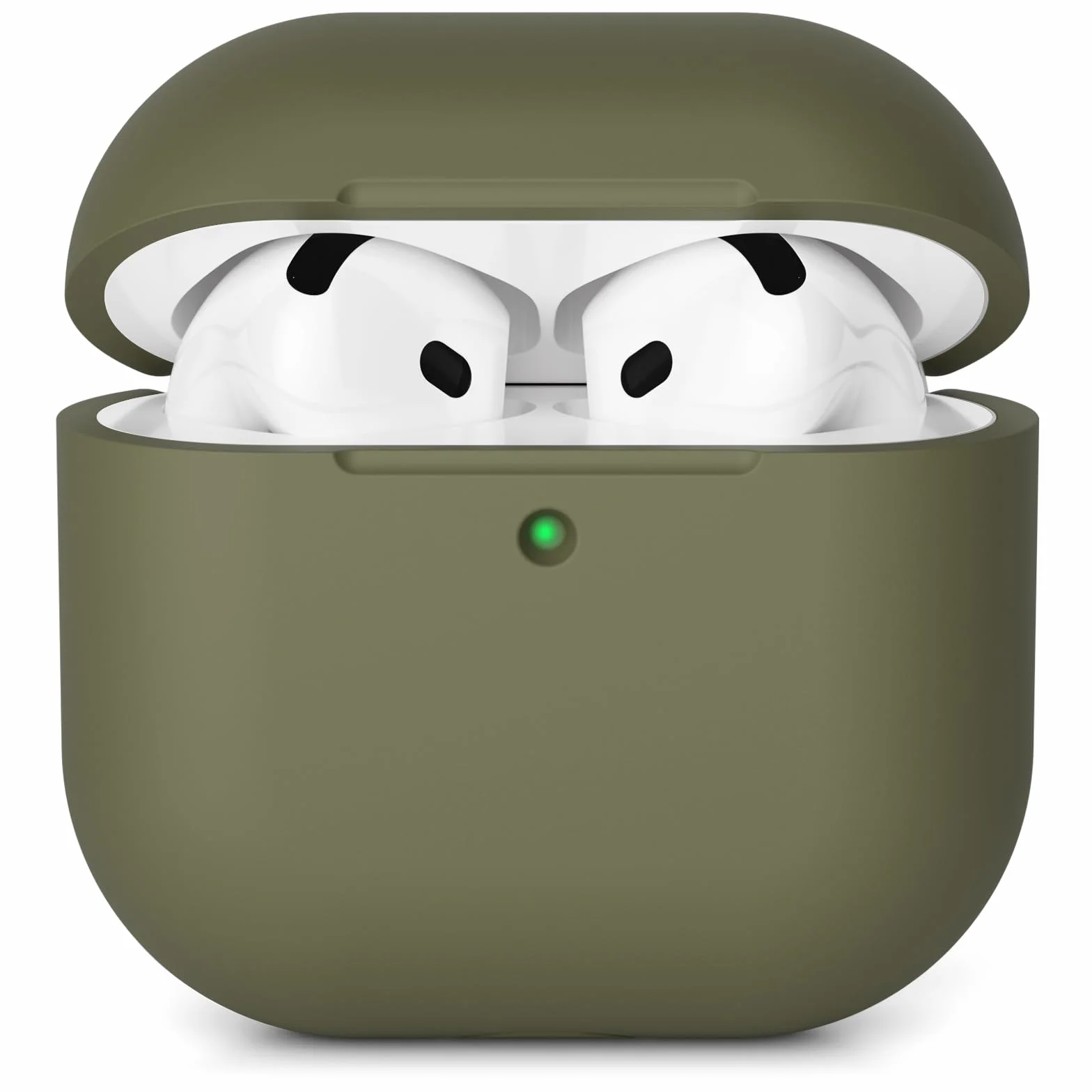 Etui kompatybilne z Airpods 4 (2024), odporne na wstrząsy silikonowe etui odporne na zarysowania do AirPods 4 generacji, widoczny przód LED, zielony