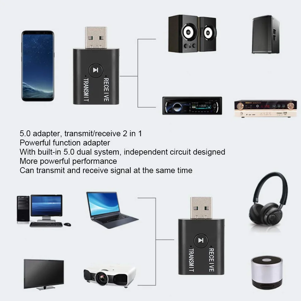 Nadajnik-odbiornik, YET TR6 ABS 2 w 1 Potężna Funkcja Nadajnik-odbiornik Bluetooth 5.0 Niezależny Obwód Adaptera Audio
