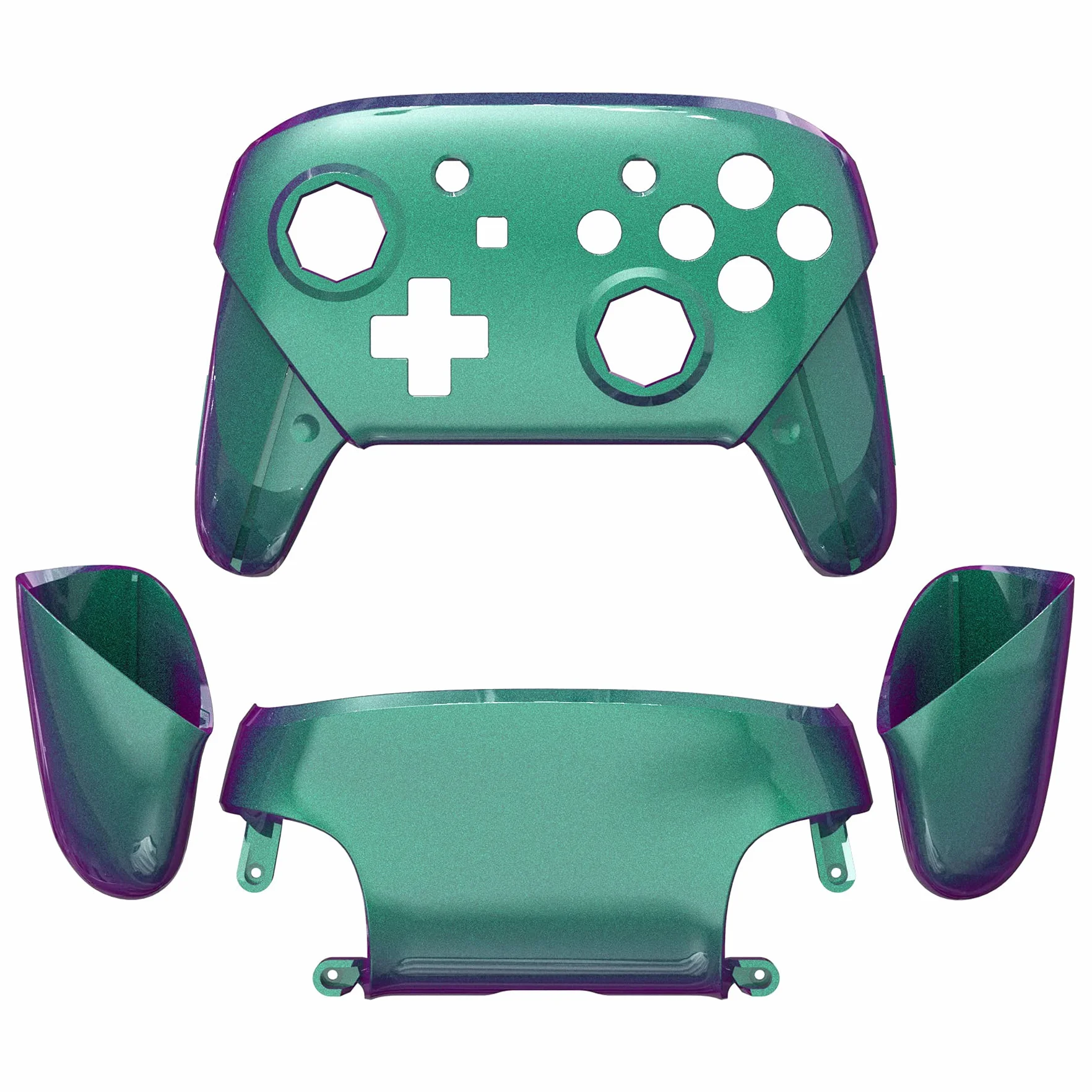 eXtremeRate Kameleon Zielony Fioletowy Faceplate Backplate Handles Cover dla Switch Pro Controller