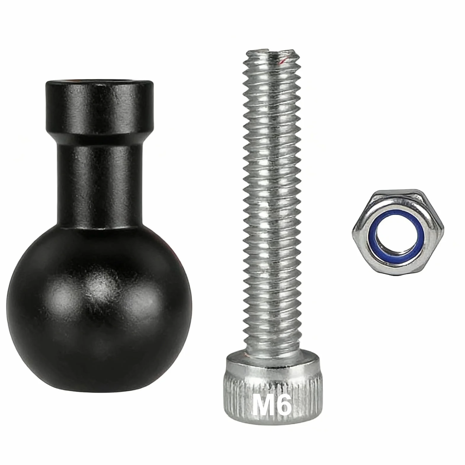 Adapter kulowy 17 mm M6, wysuwana aluminiowa głowica do statywu do aparatu fotograficznego, smartfona, aparatu akcji, głowica kulowa 17 mm, obrotowa 360° ze śrubą nakrętką, uniwersalne mocowanie do