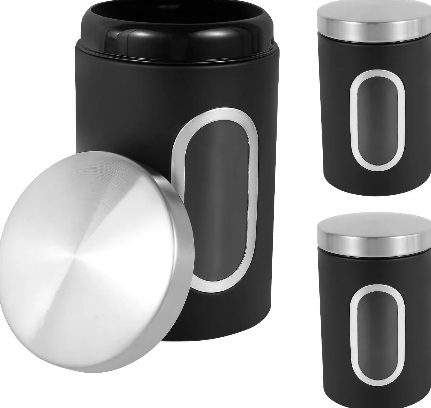 Sugar Shaker,Sugar Container,Sugar Dispenser,Coffee Tea Sugar Container Set,Airtight Coffee Canister Stainless Steel Food Storage Canisters with See Window Practical Canister Set
