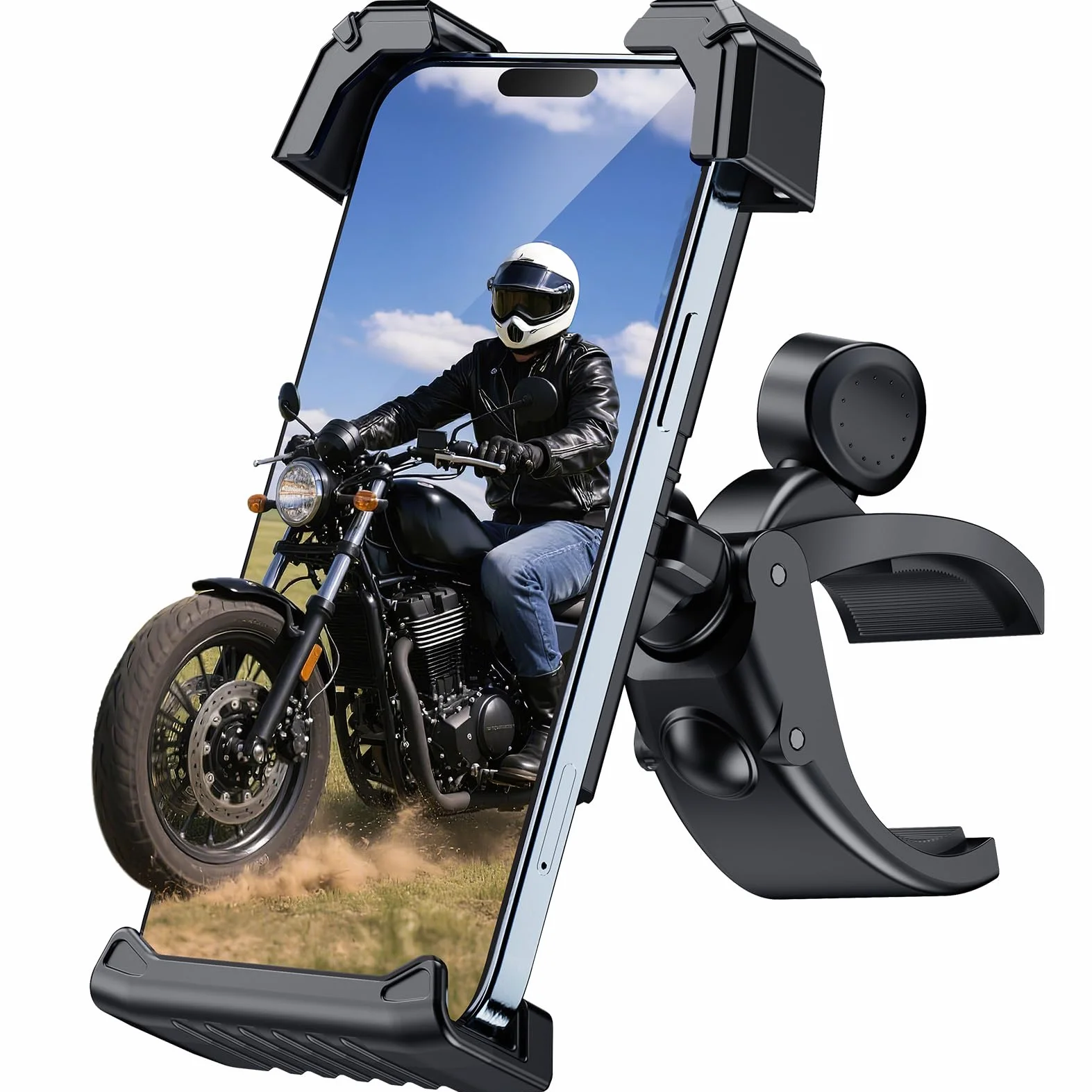 Motocykl uchwyt na telefon komórkowy, uchwyt 360° obrotowy kompatybilny z iPhone/Galaxy 4.7"-7" Smartphone