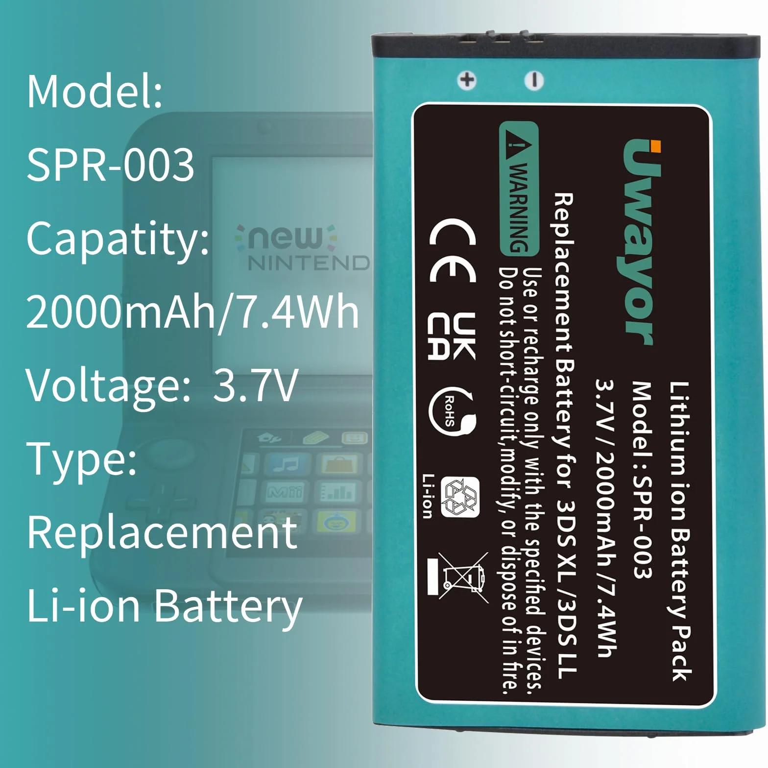 3DS XL akumulator wielokrotnego ładowania SPR-003 2000 mAh akumulator litowo-jonowy do Nintendo 3DS XL New 3DS XL 3DS LL Gamepad Joypad