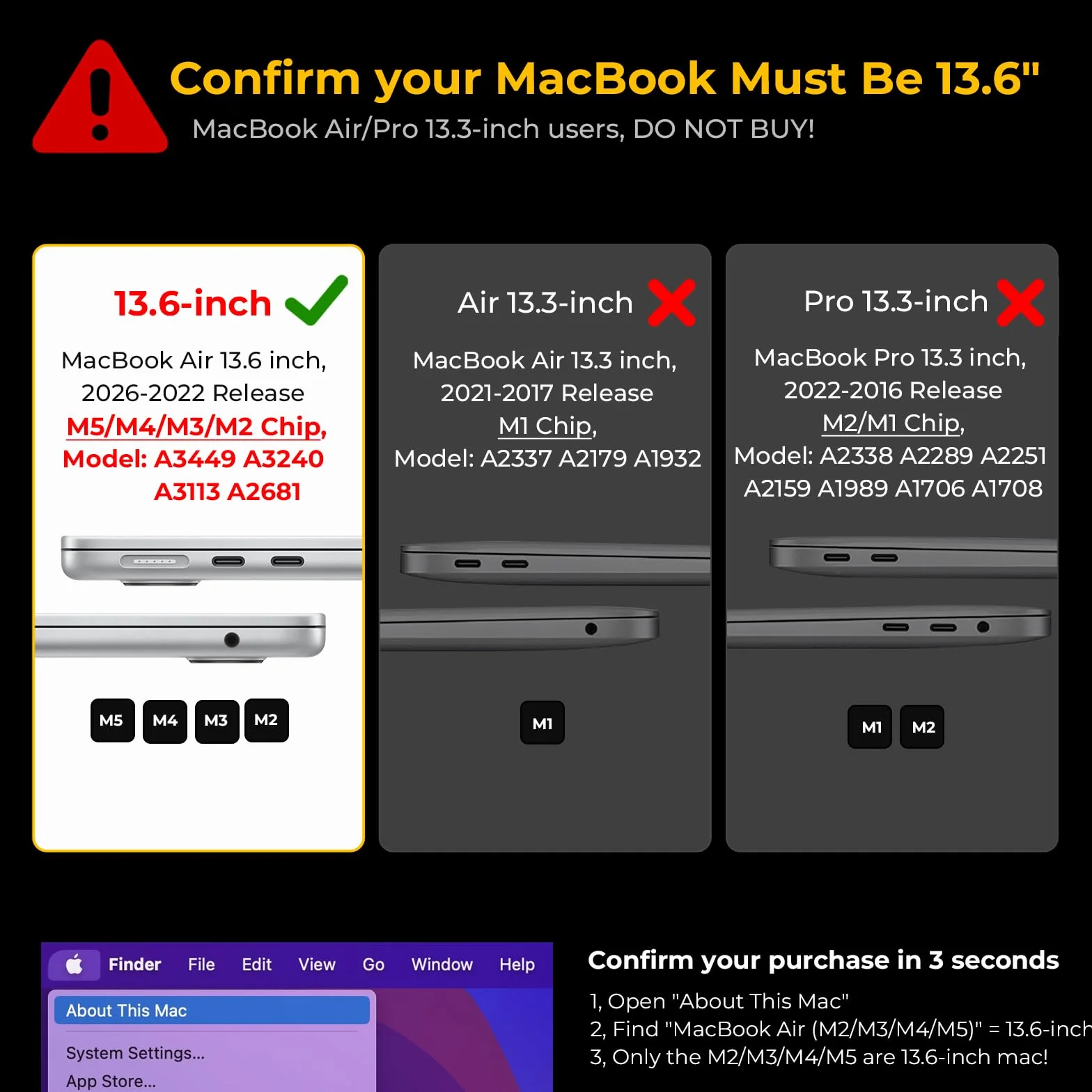 Etui kompatybilne z MacBook Air M5 13 cala M4 M3 M2 2026 2025-2022 A3449 A3240 A3113 A2681 Mac 13,6 Plastikowa Twarda Obudowa + Osłona Klawiatury + ściereczka do Polerowania - Krystalicznie Czysty
