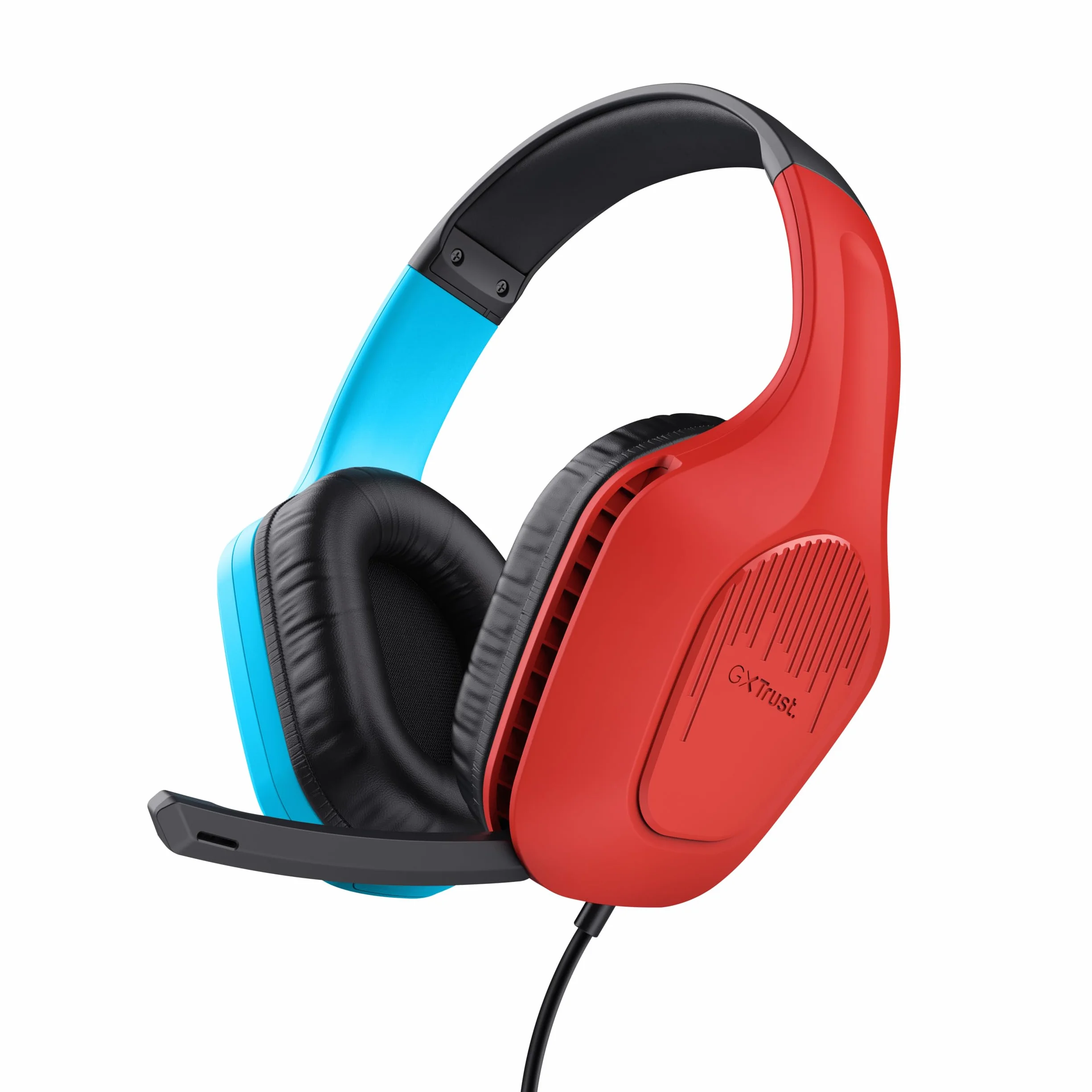 Trust Gaming GXT 416S Zirox Lekkie słuchawki do gier na Nintendo Switch ze sterownikami 50 mm, złącze 3,5 mm, składany mikrofon, słuchawki przewodowe 1,2 m, słuchawki nauszne - niebieski/czerwony