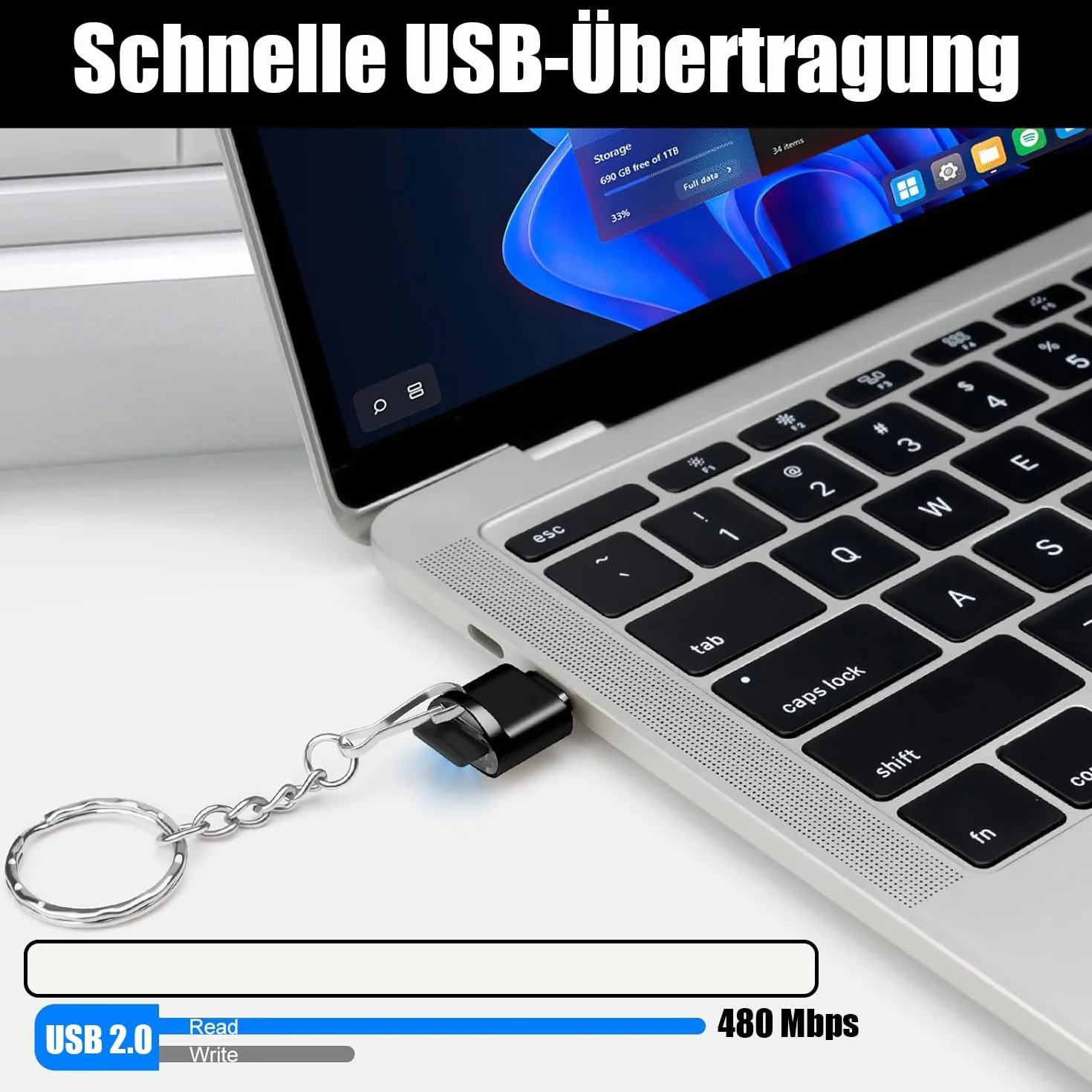 Powice Czytnik kart USB C, TF czytnik kart pamięci, adapter micro SD nadaje się do komputerów, notebooków, telefonów komórkowych i innych urządzeń z interfejsem USB C