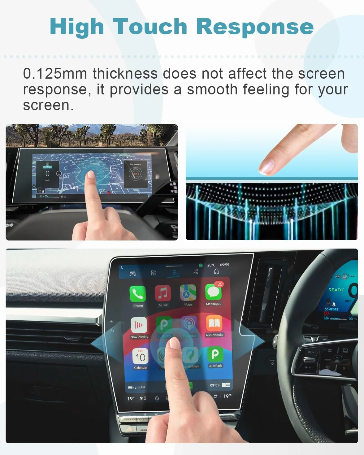 CDEFG Kompatybilny z Renault Megane E-Tech 2022 2023 2024 nawigacja + folia ochronna na panel przyrządów ETech 4H odporna na zarysowania 30,48 cm ochrona ekranu GPS folia nawigacyjna Megane ETech 2024