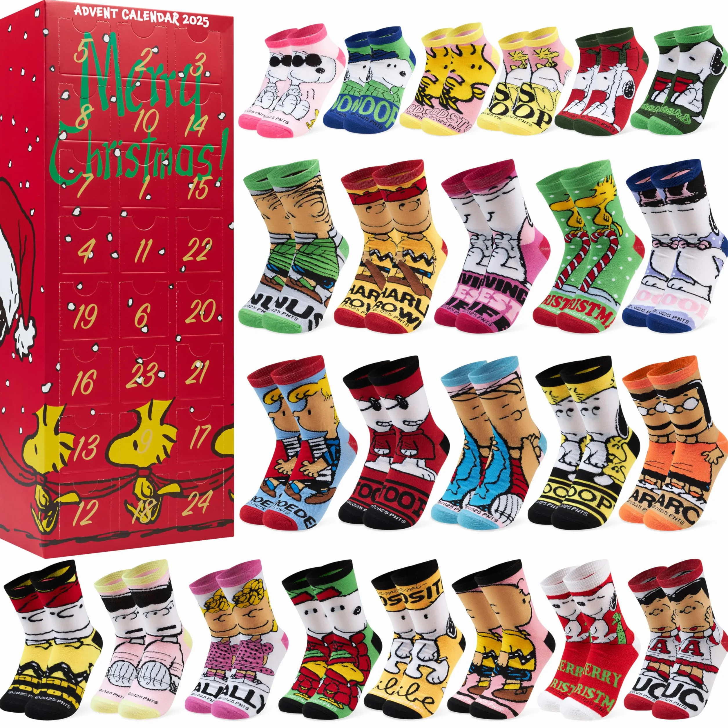 Get Trend Peanuts Snoopy skarpety z kalendarzem adwentowym dla dzieci (skarpety damskie)