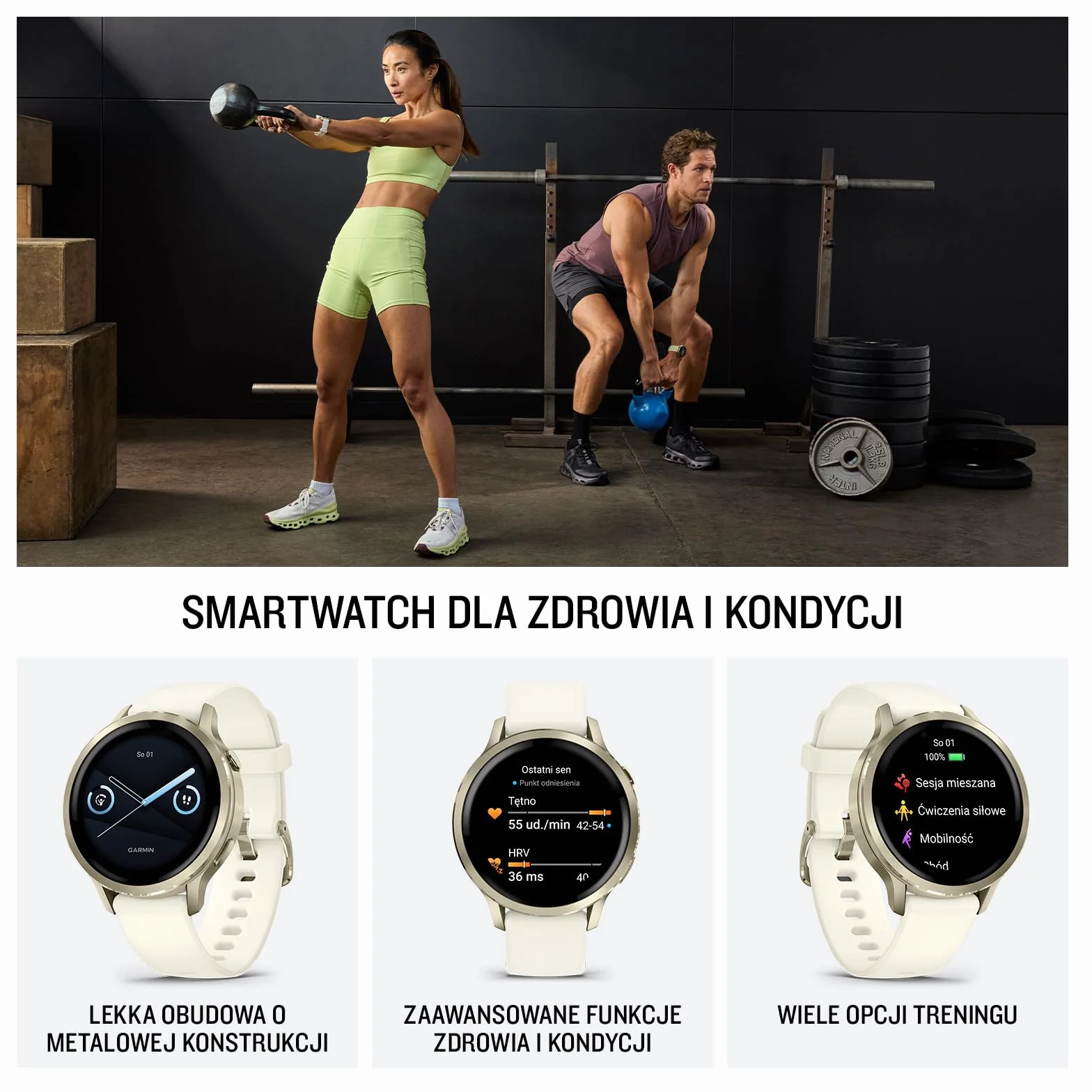 Garmin Venu 4 Premium Smartwatch GPS 41mm, AMOLED, Latarka LED, Lunar Gold/Bone