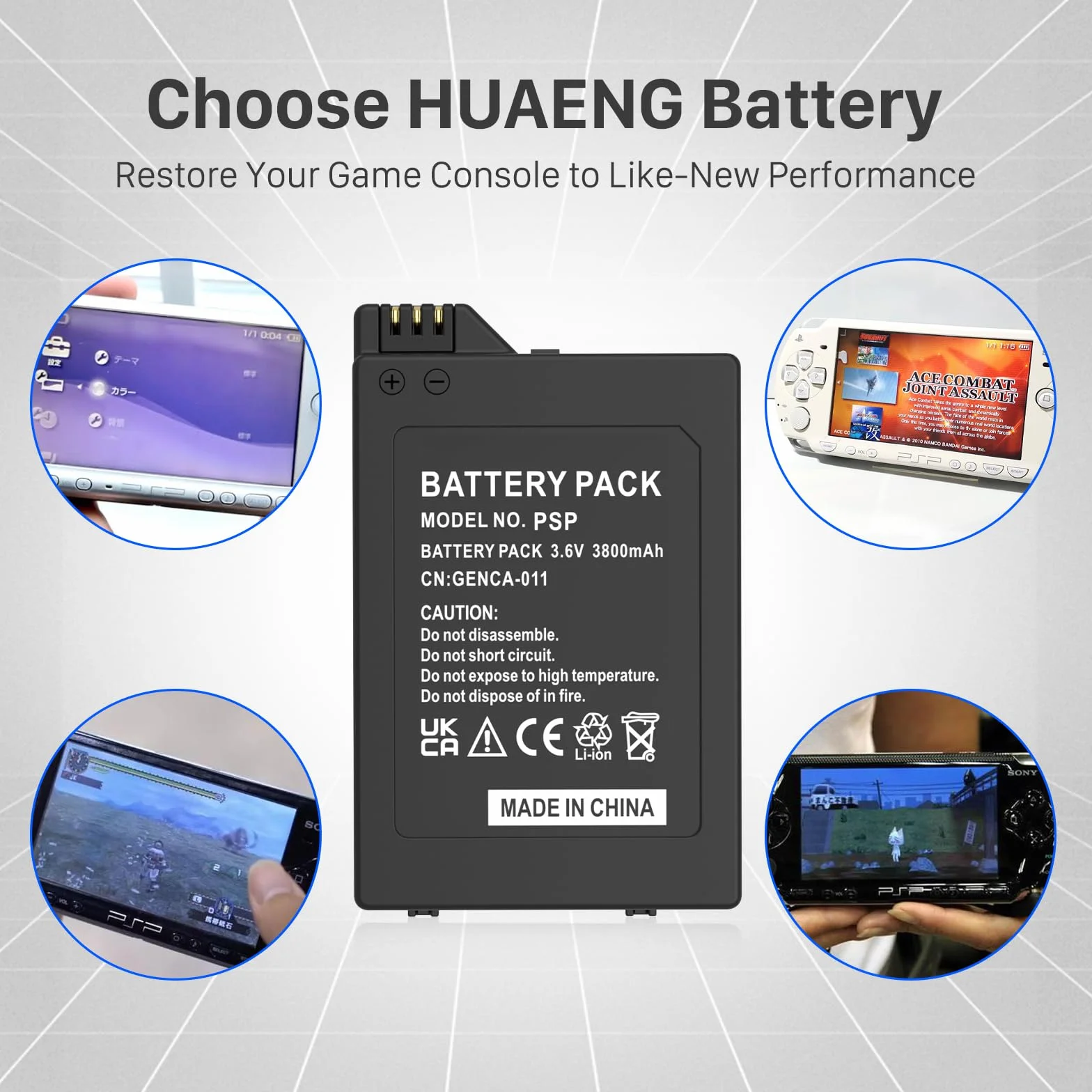 Bateria do PSP2000/PSP3000, 3800 mAh akumulator o dużej pojemności do Sony PSP-S110, PSP-2001, PSP-3000, PSP-3004, PSP-3001, PSP-3002, PSP Slim Console
