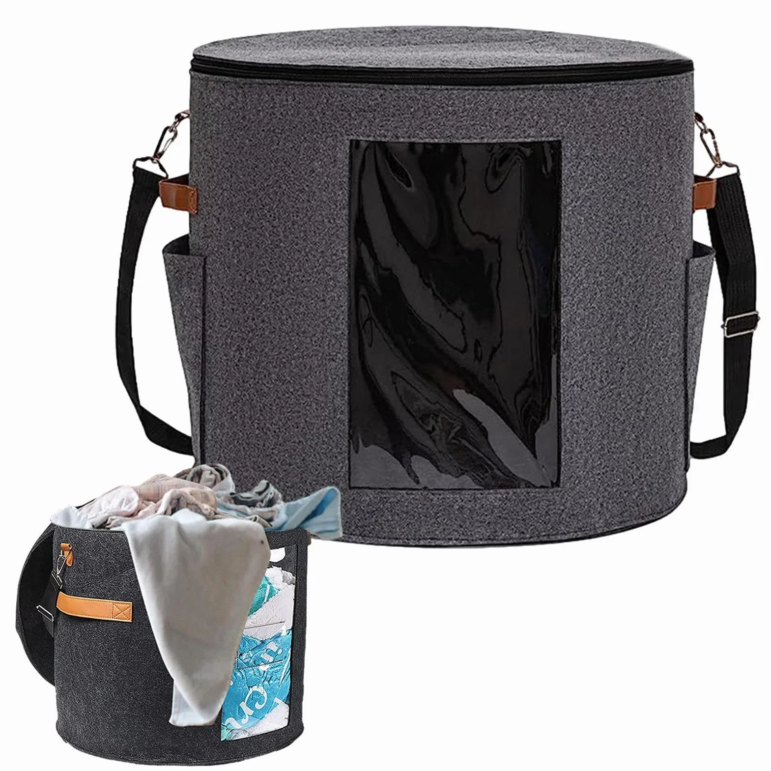 Organizer na kapelusze duży 48 cm x 43 cm półprzezroczysty przenośny