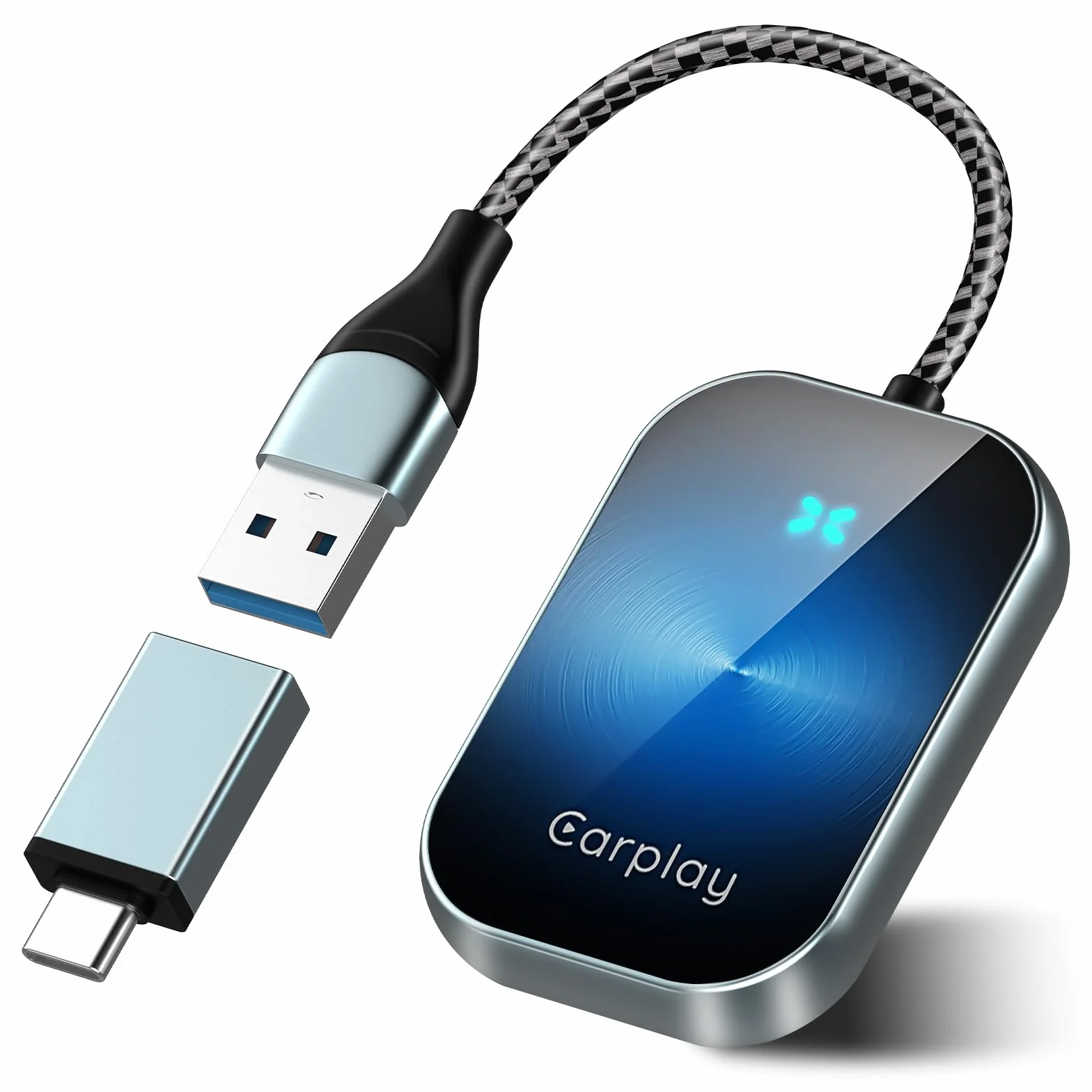 Adapter CarPlay z USB C/A i 5,8 GHz WiFi, umożliwiający konwersję fabrycznego przewodowego CarPlay na bezprzewodowy, funkcja Plug & Play, do samochodów od 2015 roku oraz iPhone z iOS 10+