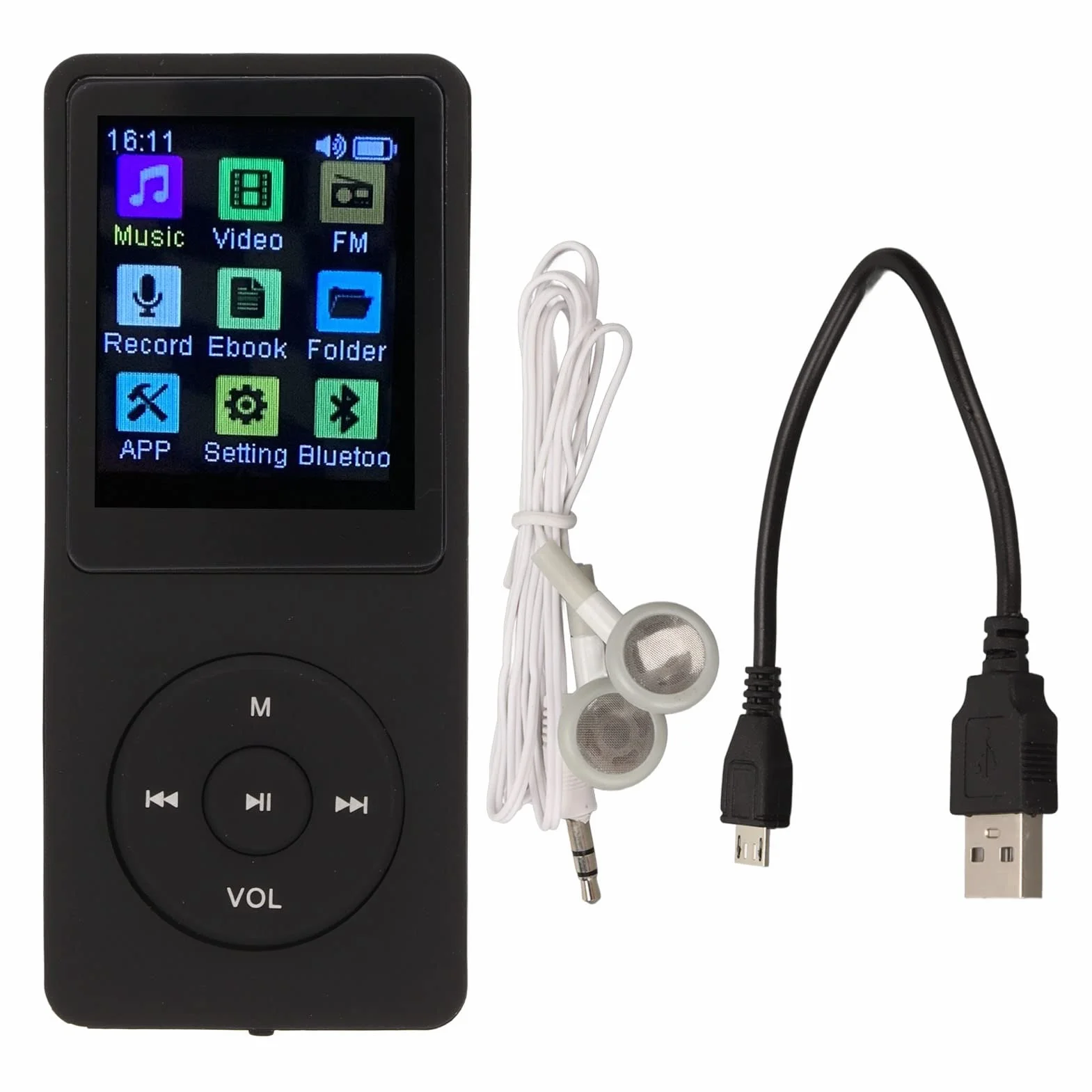 Odtwarzacz Mp3 Mp4 dla Dzieci, Obsługa Karty TF Slim 1.8 Cal LCD Mp3 Mp4 Player Media Music Player z Akcesoriami, Studencki, Bezstratny Dźwięk (Czarny)