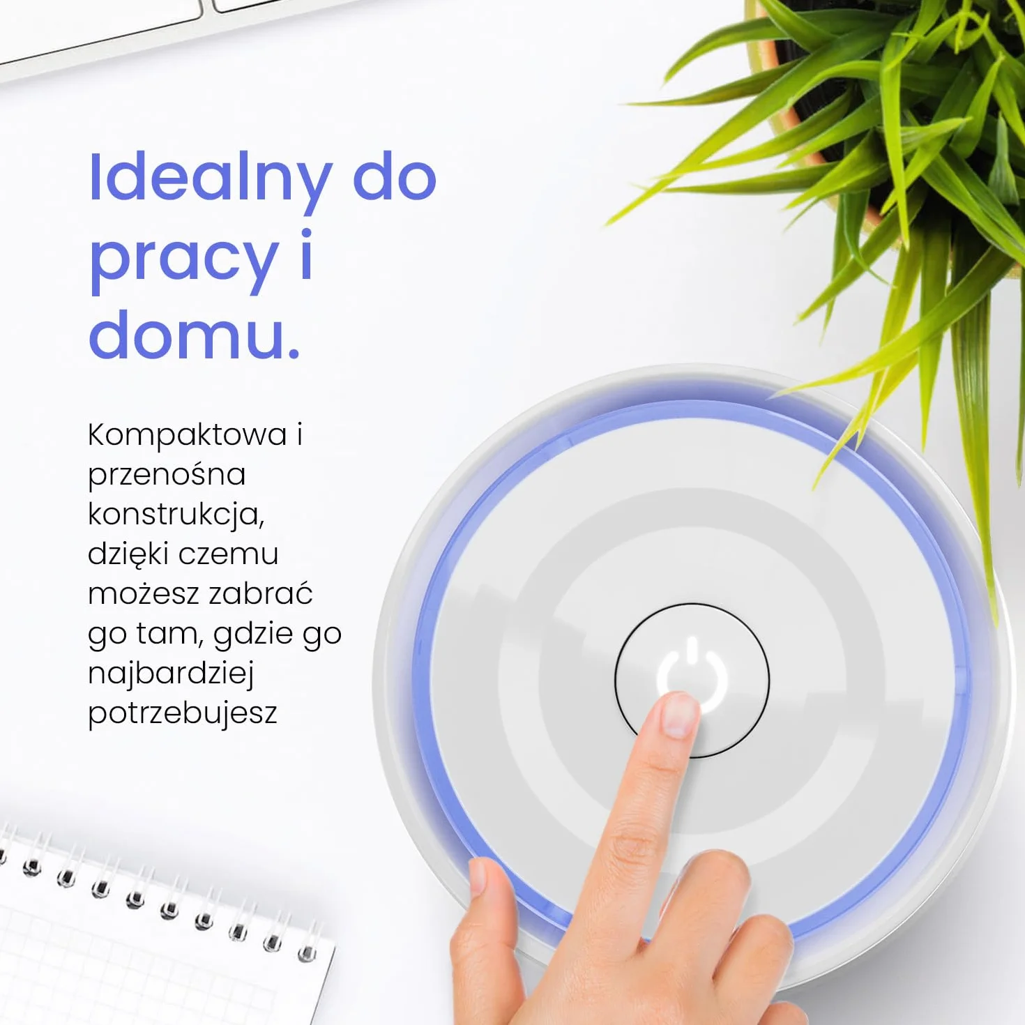 Pro Breeze Mały Oczyszczacz Powietrza na Biurko, z Filtrem HEPA Jonizatorem, Generator Jonów Ujemnych, Lampa Nocna LED, Usuwa do 99,97% Zanieczyszczeń Pyłków Dymu Kurzu, dla Alergików Palaczy