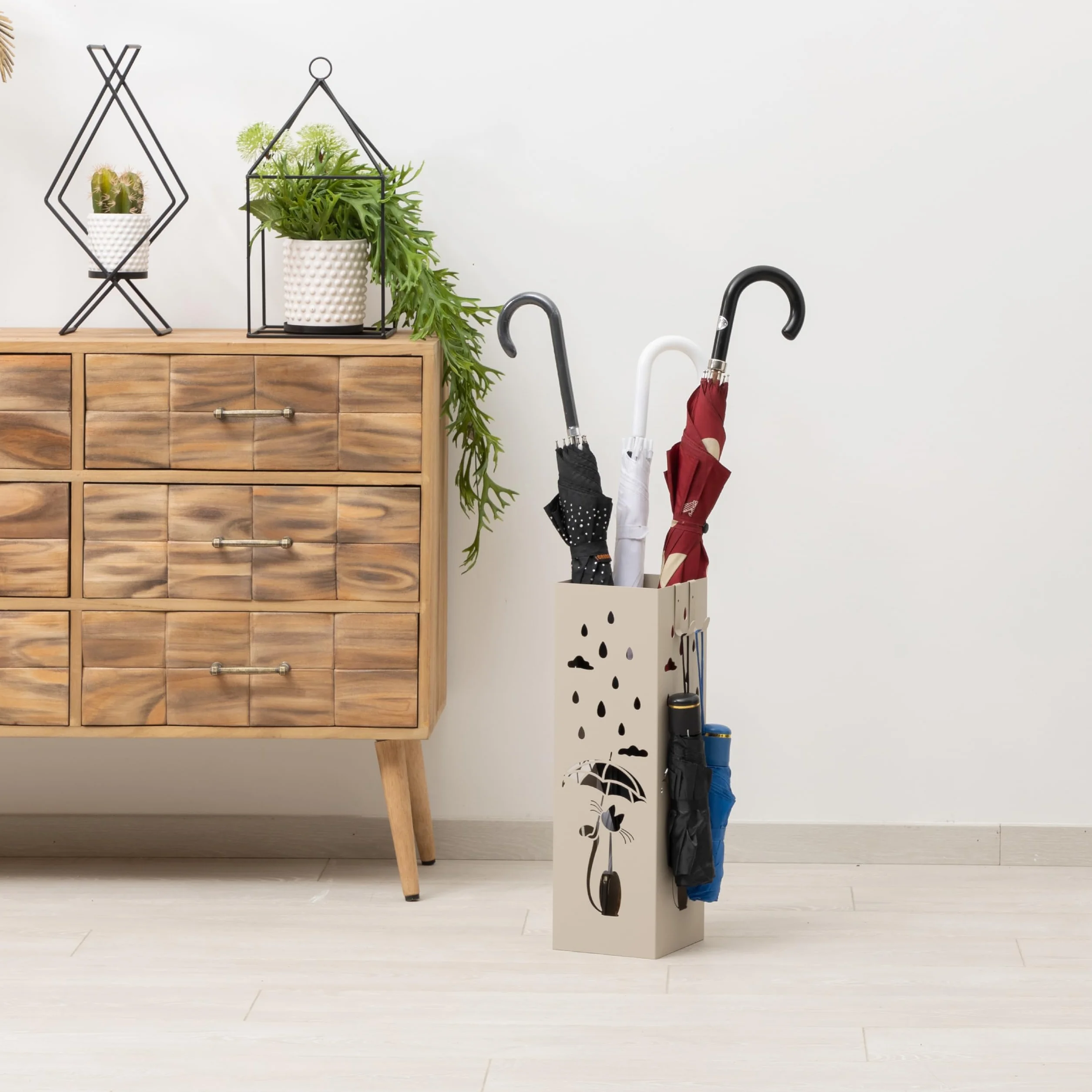 Baroni Home Metalowy uchwyt na parasole Tortora 15,5x15,5x49 cm