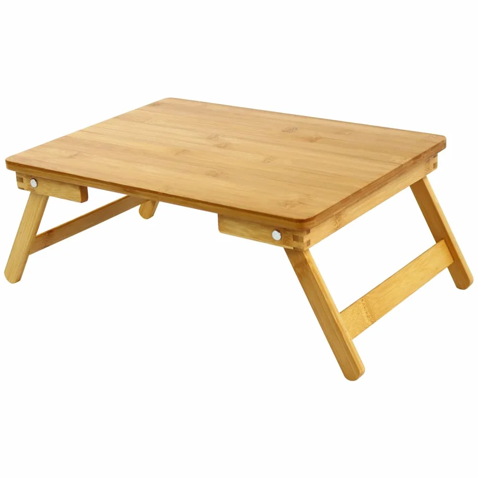 WKWKER 100% Bambusowy Stolik Na Laptopa Do łóżka Do łóżka śniadaniowego Ze Składanymi Nogami Przenośny Stolik Na Komputer Do Pisania Przekąsek (Naturalny)