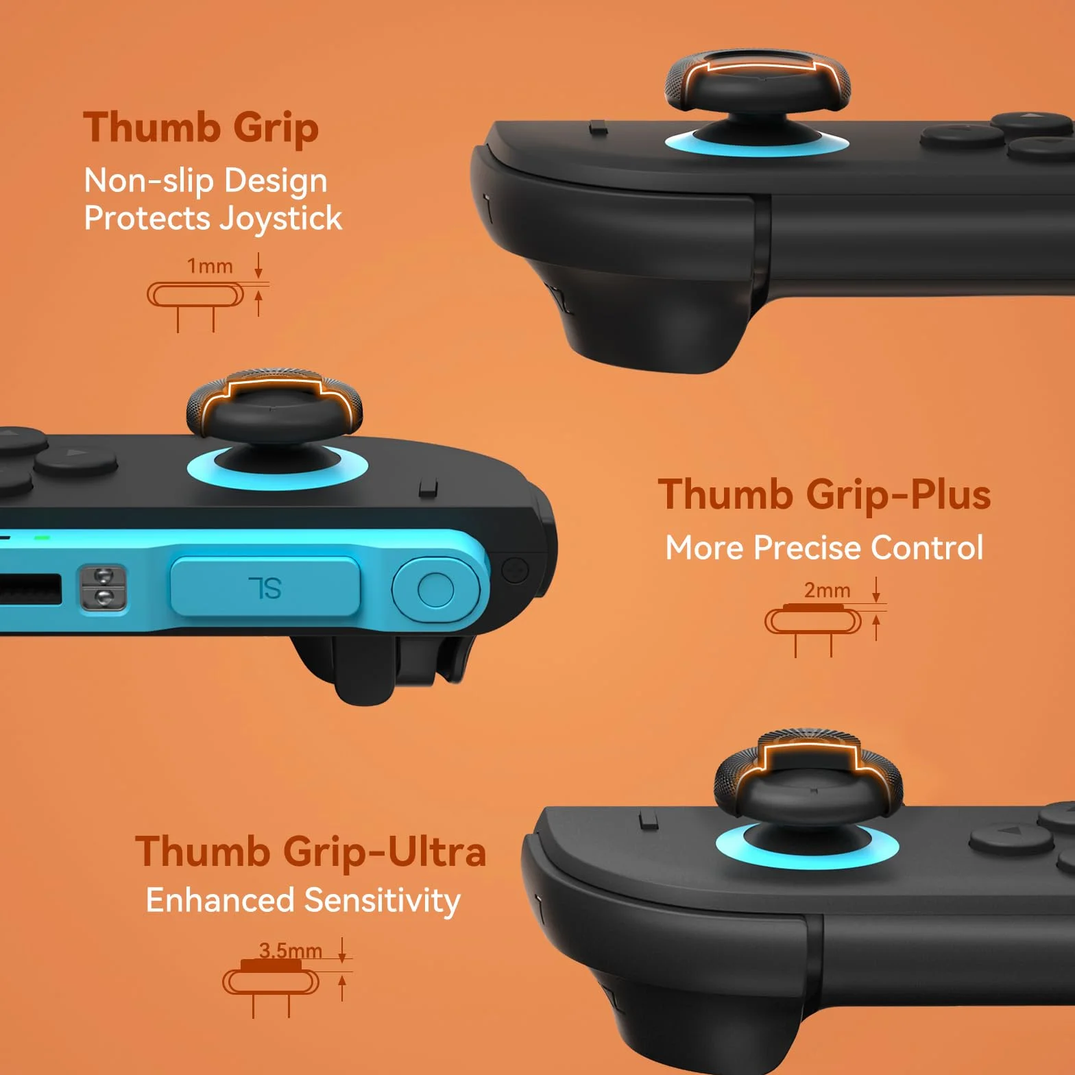 NEWDERY 12 szt. uchwytów na kciuki do Nintendo Switch 2, nakładki na kciuki, ergonomiczna konstrukcja, ulepszony uchwyt do gier, wygodne i trwałe, zamiennik kontrolera joysticka do uchwytu kontrolera