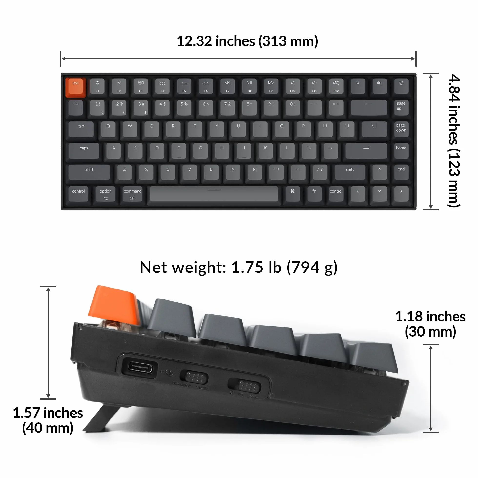 Keychron - K2 Wireless Mechanical Keyboard - Bezprzewodowa Klawiatura Mechaniczna Białe Brown