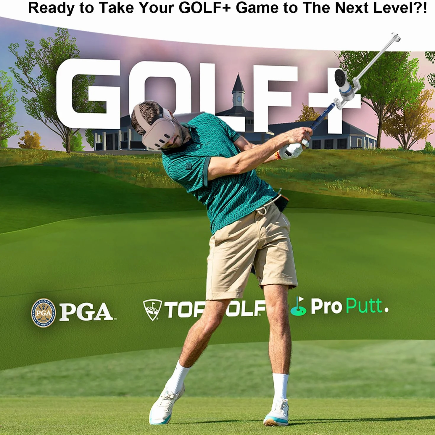 YEZRO Mocowanie kija golfowego 66 cm do Meta Quest 3 – regulowany ważony uchwyt kija golfowego akcesoria kompatybilne z Oculus Quest 3/2 i Pro, realistyczny uchwyt 90 stopni (prawy i lewy) (66 cm)