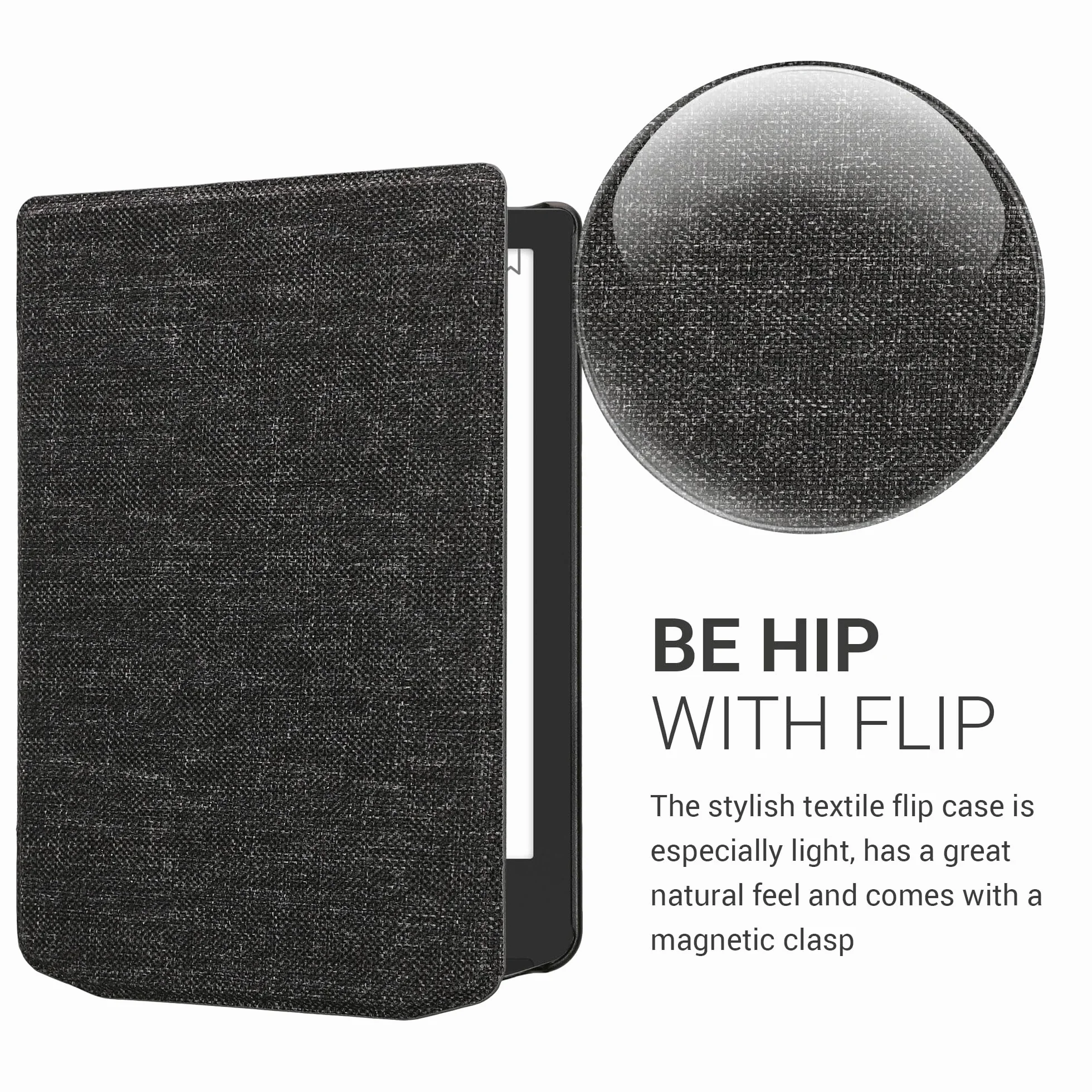 kwmobile Etui kompatybilne z Pocketbook Verse/Verse Lite/Verse Pro/Color/Vivlio Light/Light HD - materiał eReader etui ochronne Cover Case - ciemnoszare