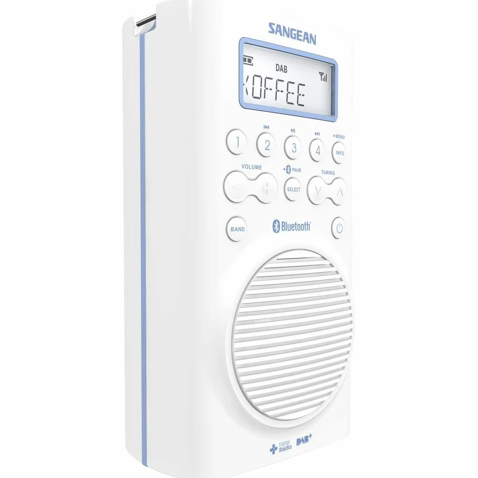 Sangean H-205D BT wodoszczelne radio prysznicowe (Bluetooth, DAB+, UKW-RDS, wodoszczelne zgodnie z JIS7), białe