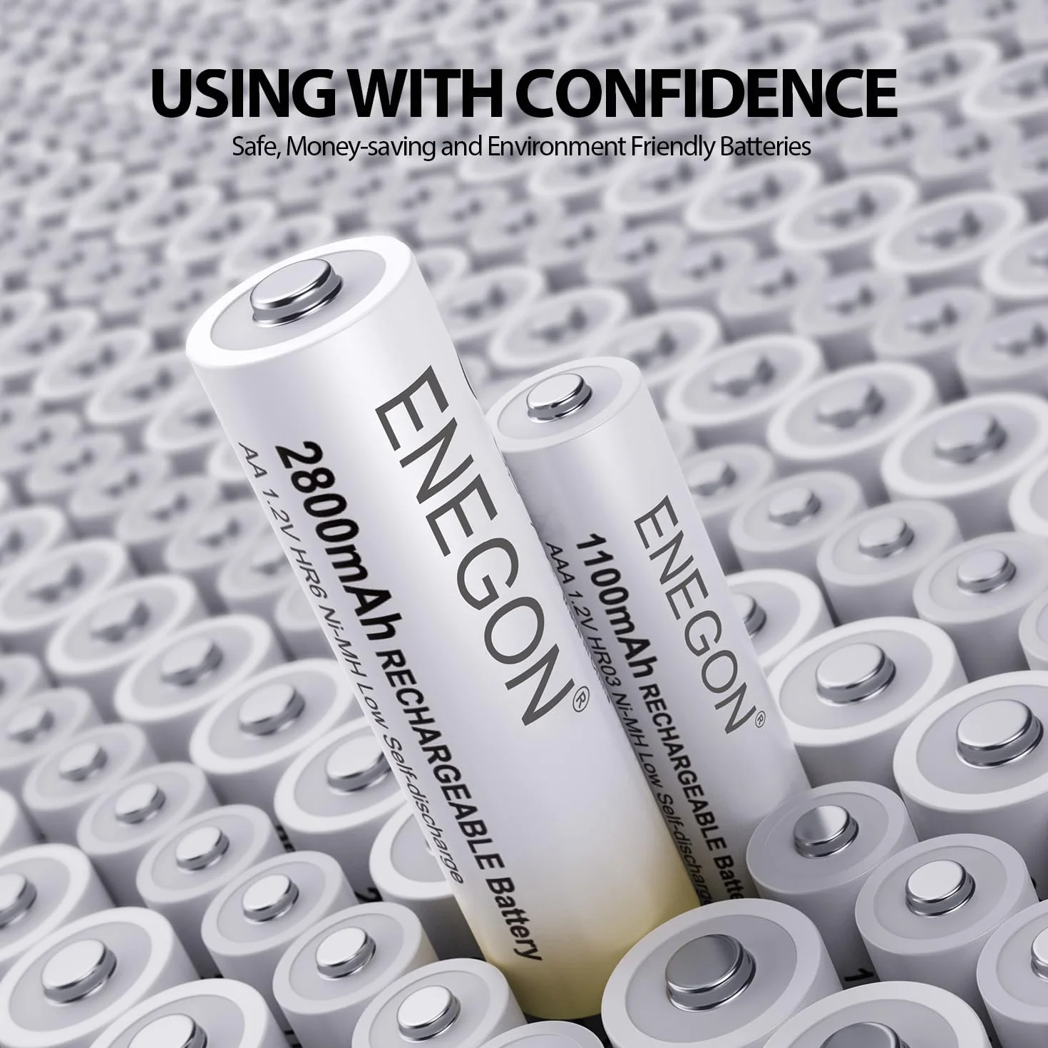 ENEGON Baterie AA 2800 mAh do ponownego ładowania – wysoka pojemność 1,2 V Ni-MH AA akumulatory wstępnie naładowane – niski poziom samorozładowania, w zestawie pudełko do przechowywania, 8 sztuk