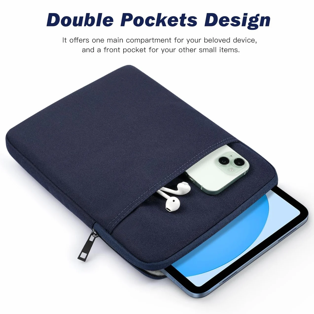 Dadanism 9-11 Inch Tablet Sleeve Bag Carrying Case for iPad (A16) 11th Gen 11", iPad 10th Gen 10.9" Air 5/4, i-Pad Air/Pro 11", i-Pad 9/8/7th 10.2", Galaxy Tab A9+ Plus 11"/S9 FE, Tab M11 11", Indigo