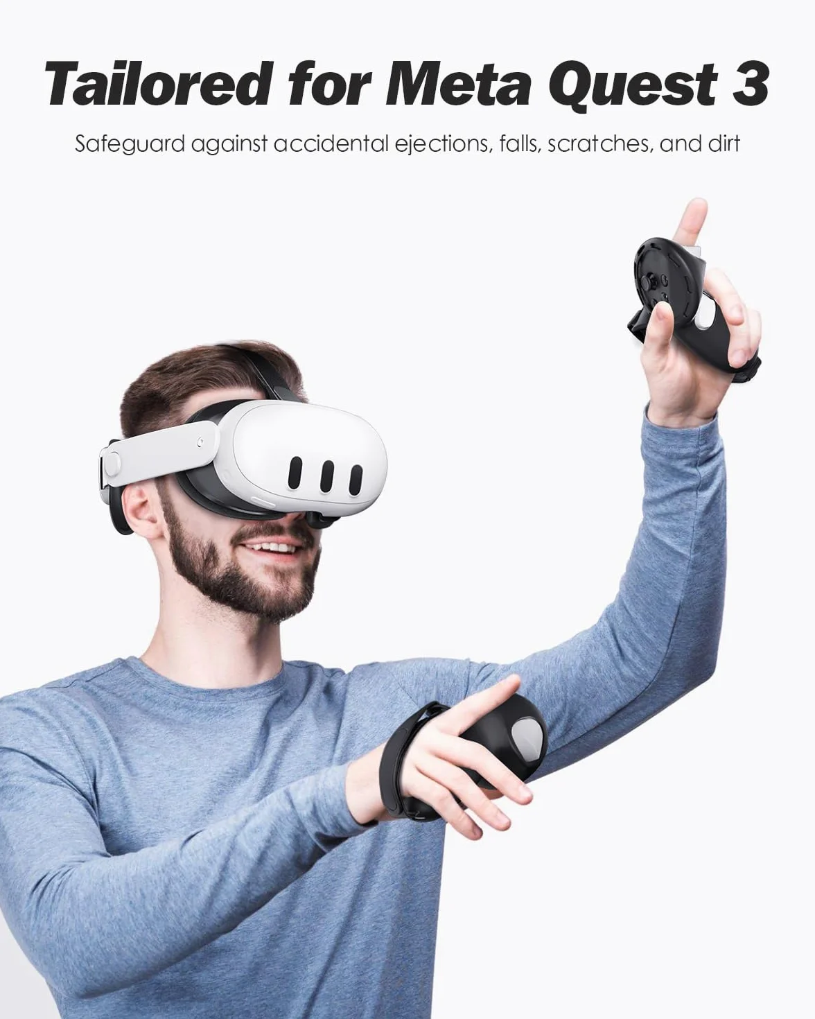 SUPERUS Osłona uchwytu kontrolera dla Meta Quest 3, antypoślizgowa tekstura - akcesoria VR dla Oculus Quest 3