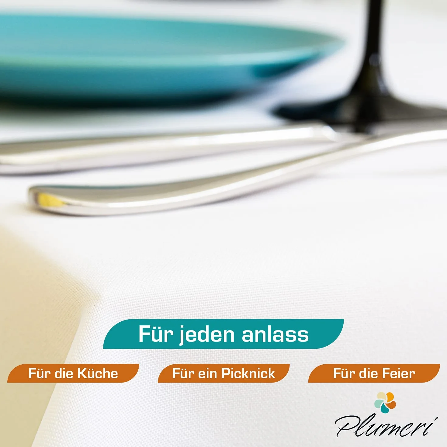 PLUMERI Obrus plamoodporny 140x240 cm, Biały – 100% poliester 250 g/m² z efektem lotosu, OEKO-TEX, na co dzień i od święta, do domu i ogrodu, seria Brela