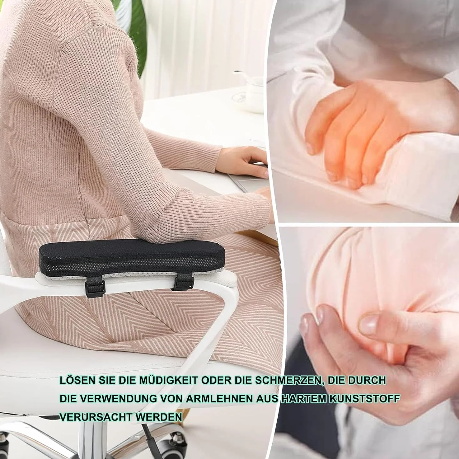 Krzesło z podłokietnikami Ergonomiczne podkładki podłokietnikowe z pianki antypoślizgowe 2 sztuki