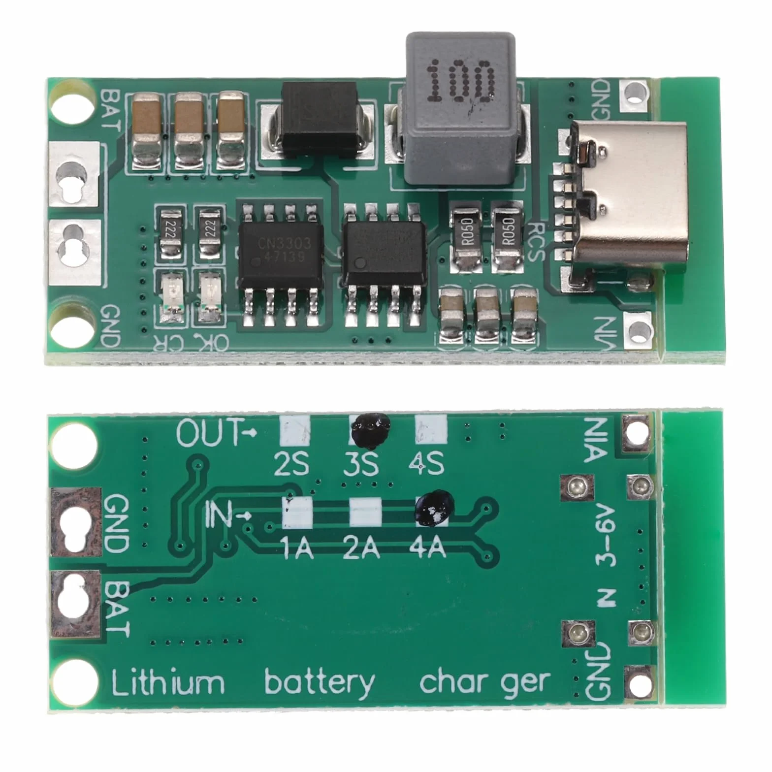 QUARKZMAN 2 sztuki modułu ładowania baterii litowej Multi-Cell 2S 3S 4S Typ-C na 8,4 V 12,6 V 16,8 V regulowana płytka ładująca Step-Up do litowo-polimerowego powerbanku (3S 4A)