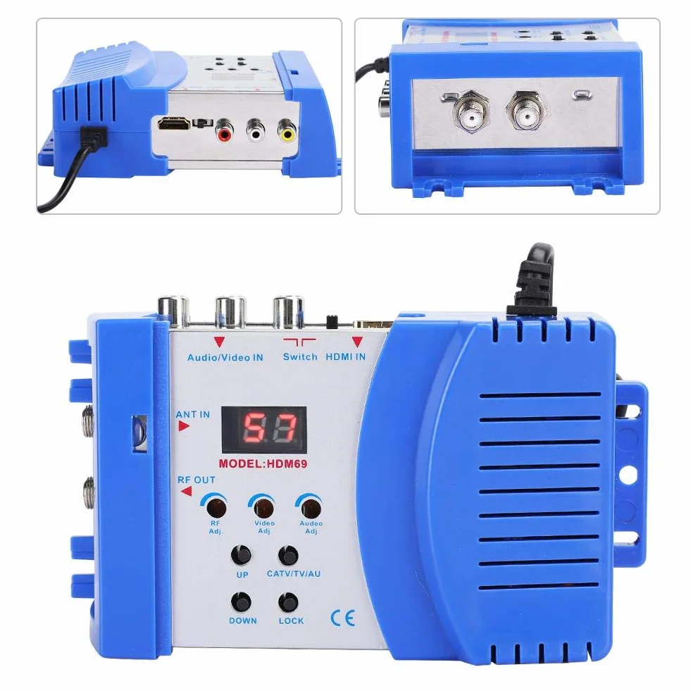 Profesjonalny modulator cyfrowy HDM69 Modulator RF HDMI Konwerter AV RF PAL Standardowy modulator NTSC VHF UHF Częstotliwość robocza dla odbiornika satelitarnego (wtyczka EU 100-240 V)