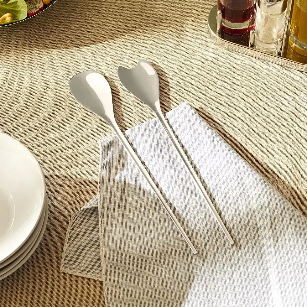 Alessi Sztućce do sałatek stal nierdzewna srebrne 17 x 9,6 x 19,5 cm 2 sztuki