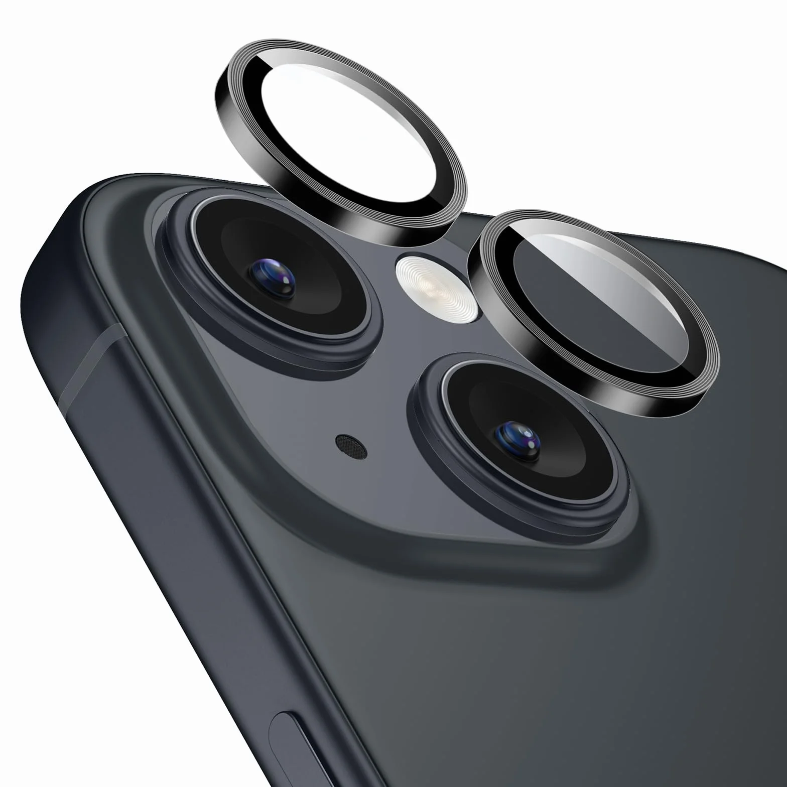 ESR Ochrona aparatu iPhone 15/15 Plus i iPhone 14/14 Plus, Armorite pojedyncze folie ochronne na soczewki, odporne na zarysowania, ultracienkie szkło hartowane z aluminiową krawędzią, seria Armorite,